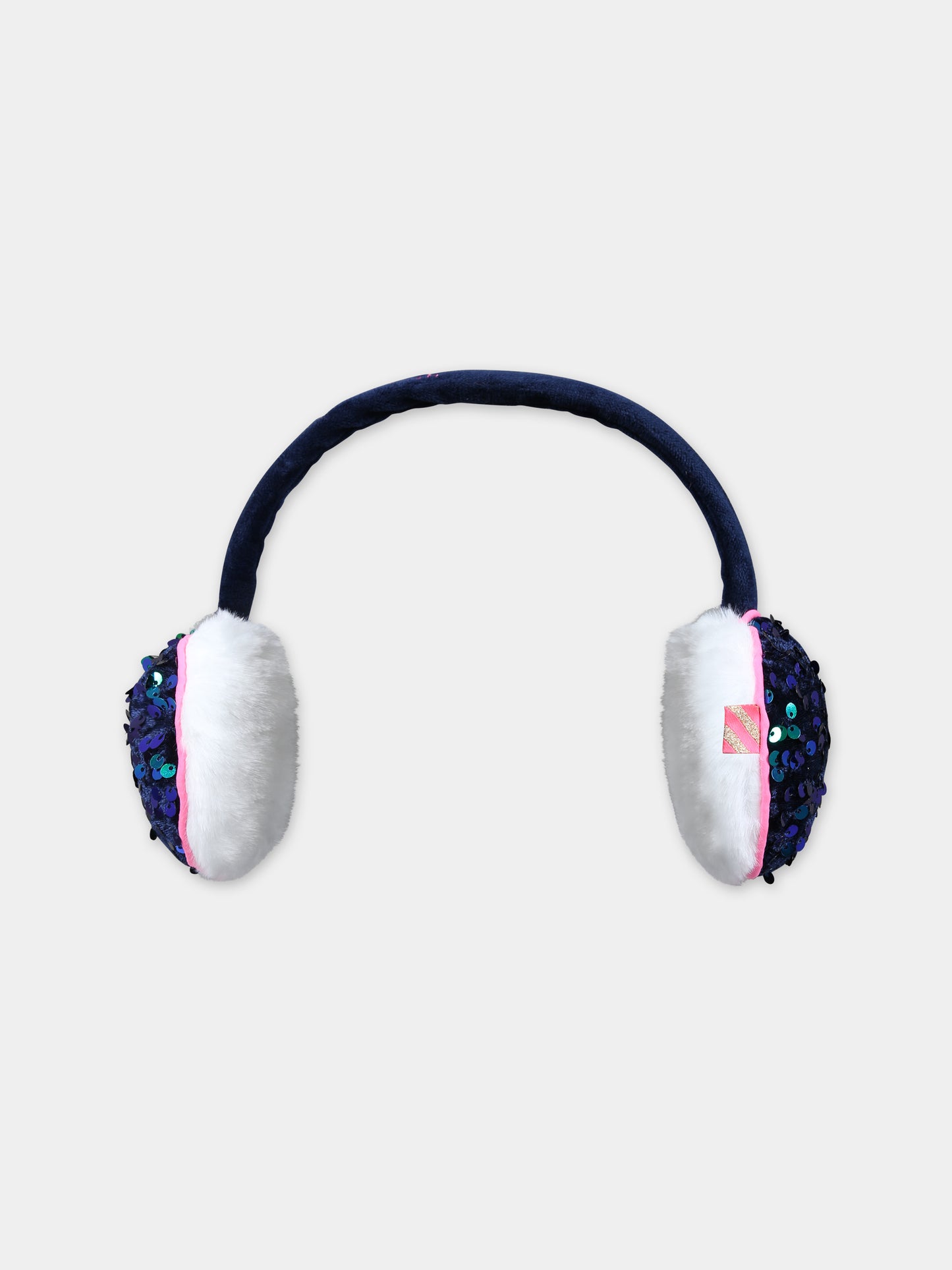 Paraorecchie blu per bambina con logo,Billieblush,U11149 85T