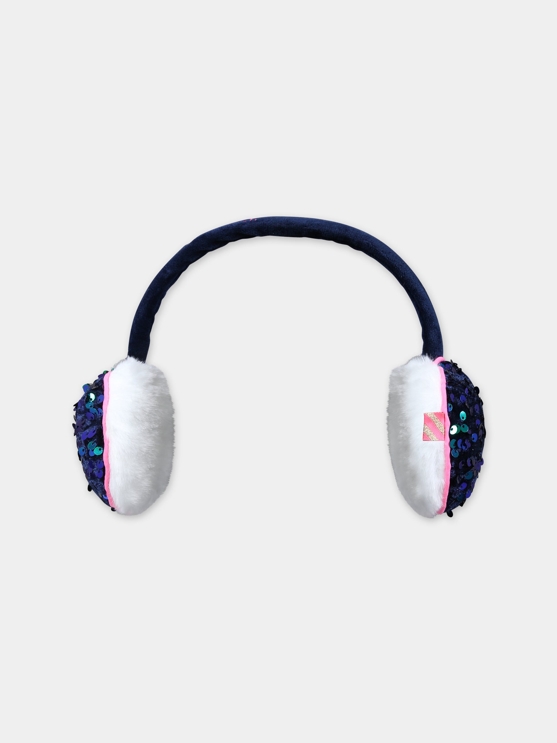 Paraorecchie blu per bambina con logo,Billieblush,U11149 85T