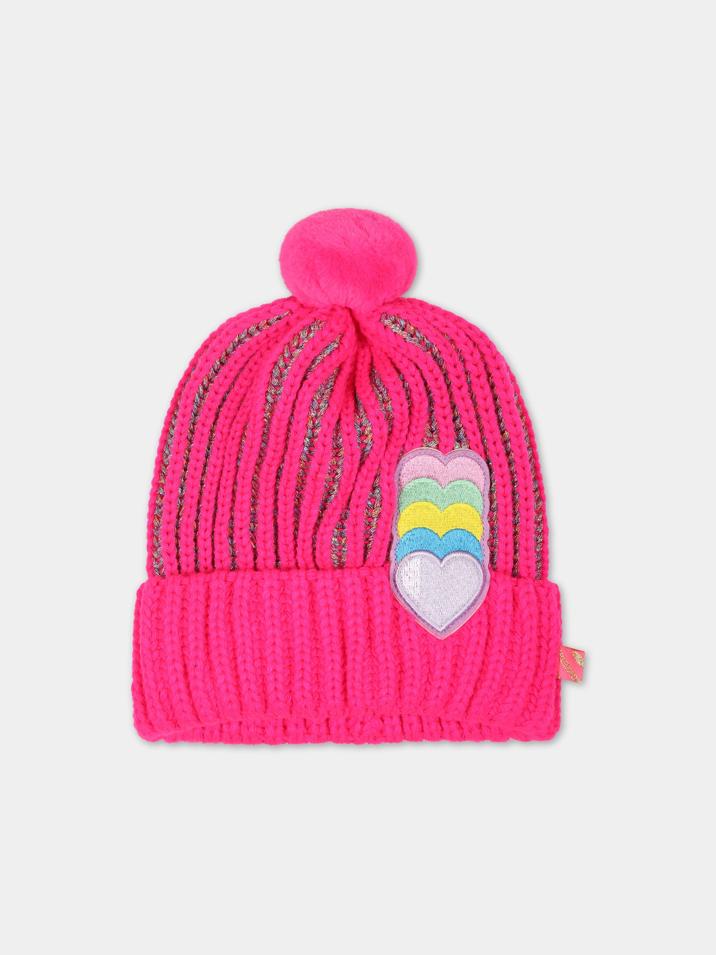 Berretto fucsia per bambina con cuori,Billieblush,U11142 47M