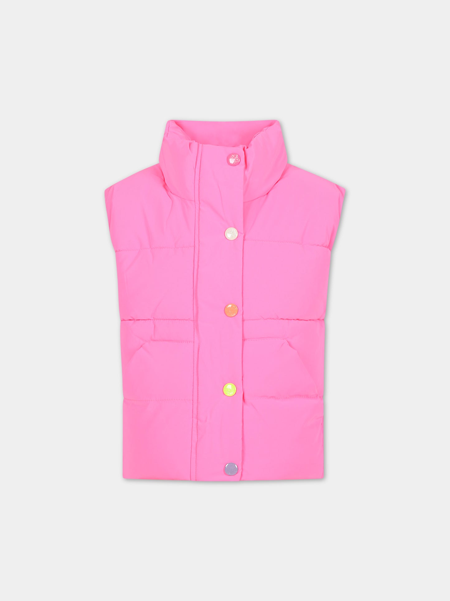 Gilet imbottito fucsia fluo per bambina,Billieblush,U16368 ROSA