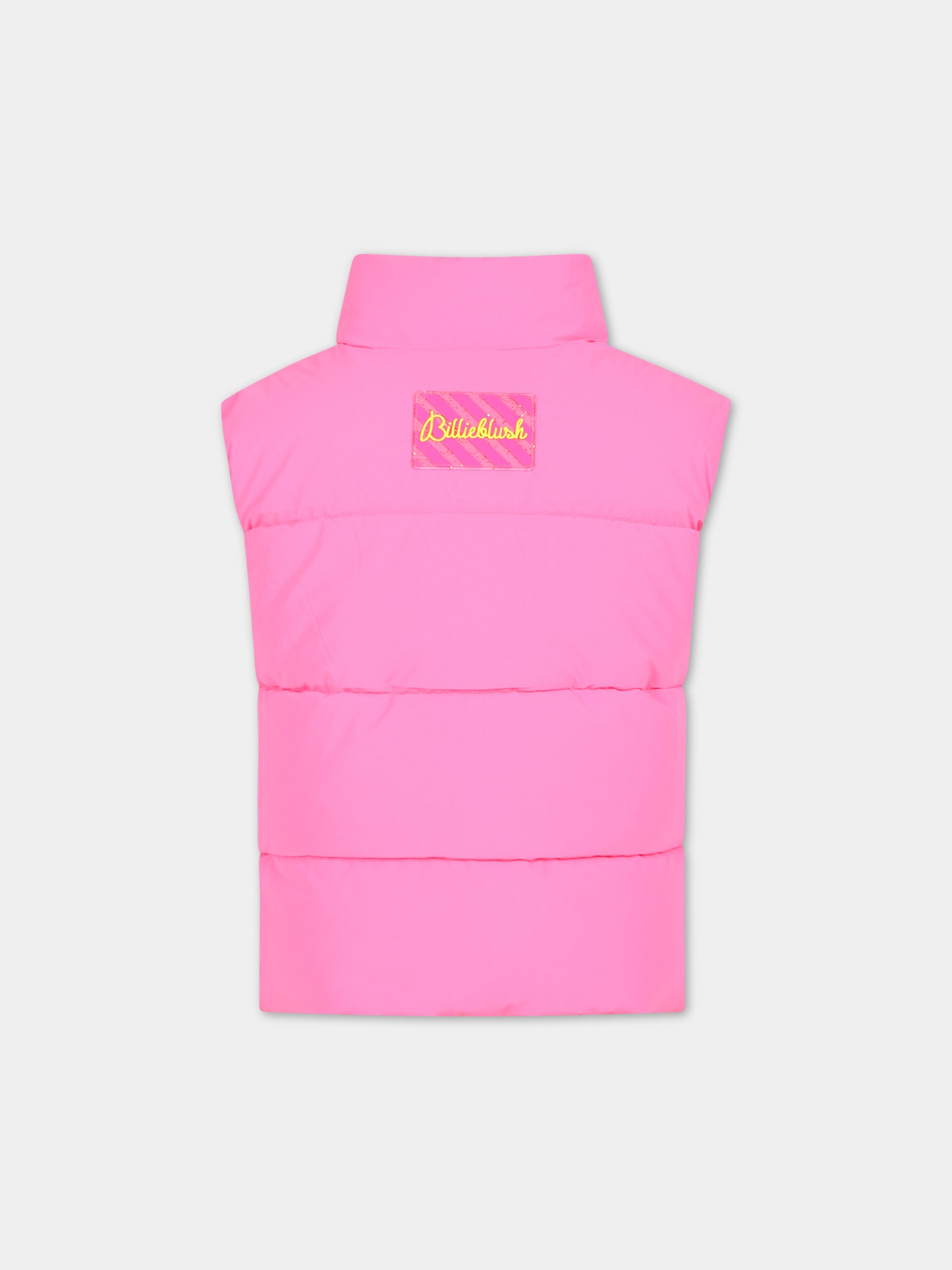 Gilet imbottito fucsia fluo per bambina,Billieblush,U16368 ROSA