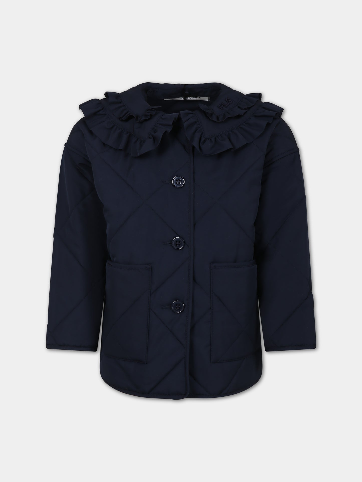 Piumino blu per bambina con rouches,Philosophy,PFGB006 0 NY167 4158