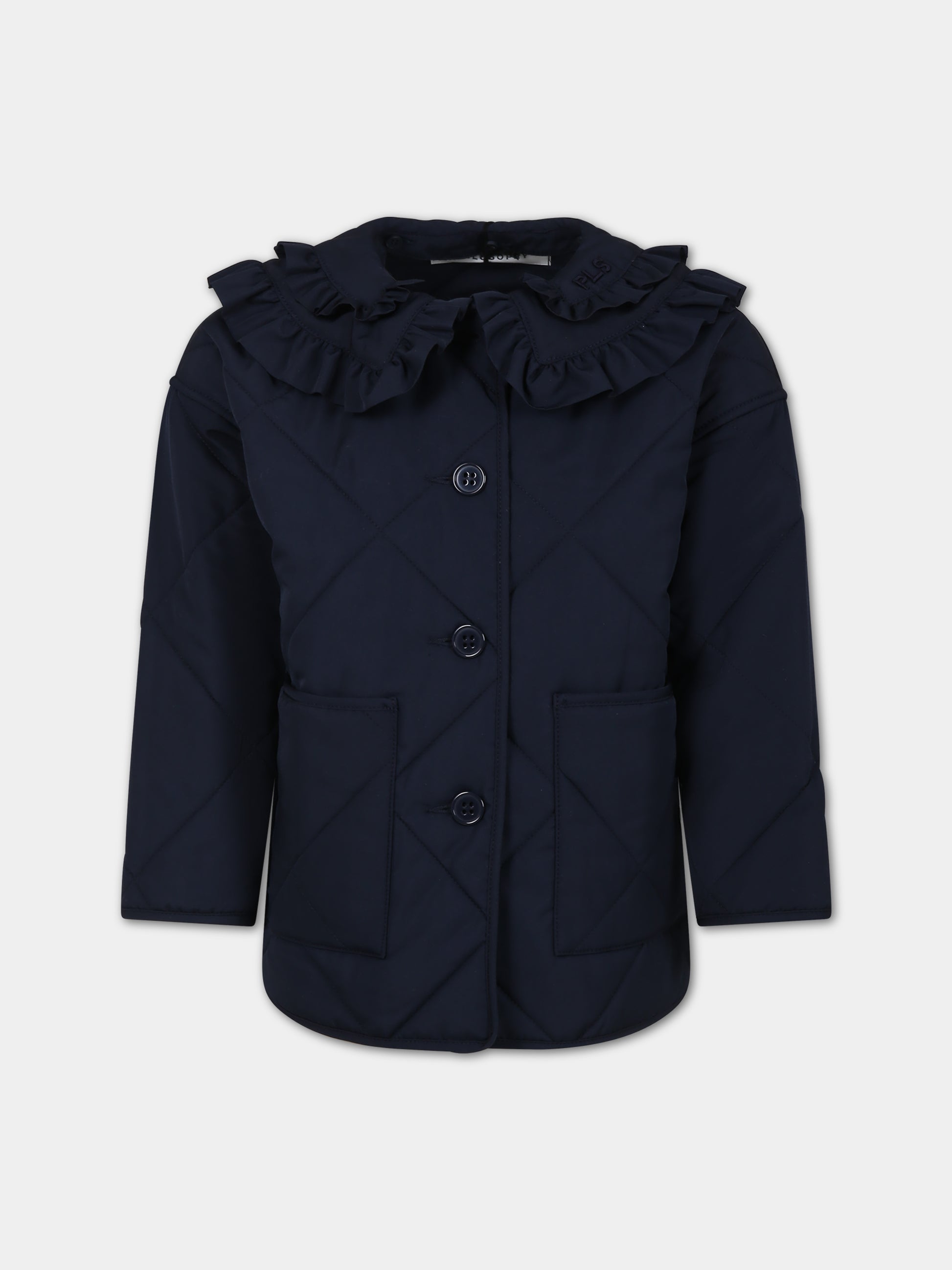 Piumino blu per bambina con rouches,Philosophy,PFGB006 0 NY167 4158