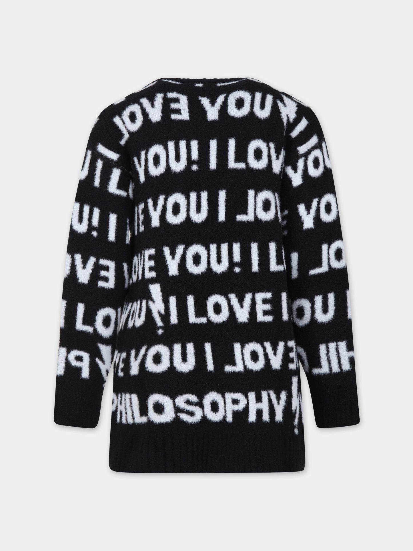 Vestito nero per bambina con scritta,Philosophy,PFMA015 C FL225 N000