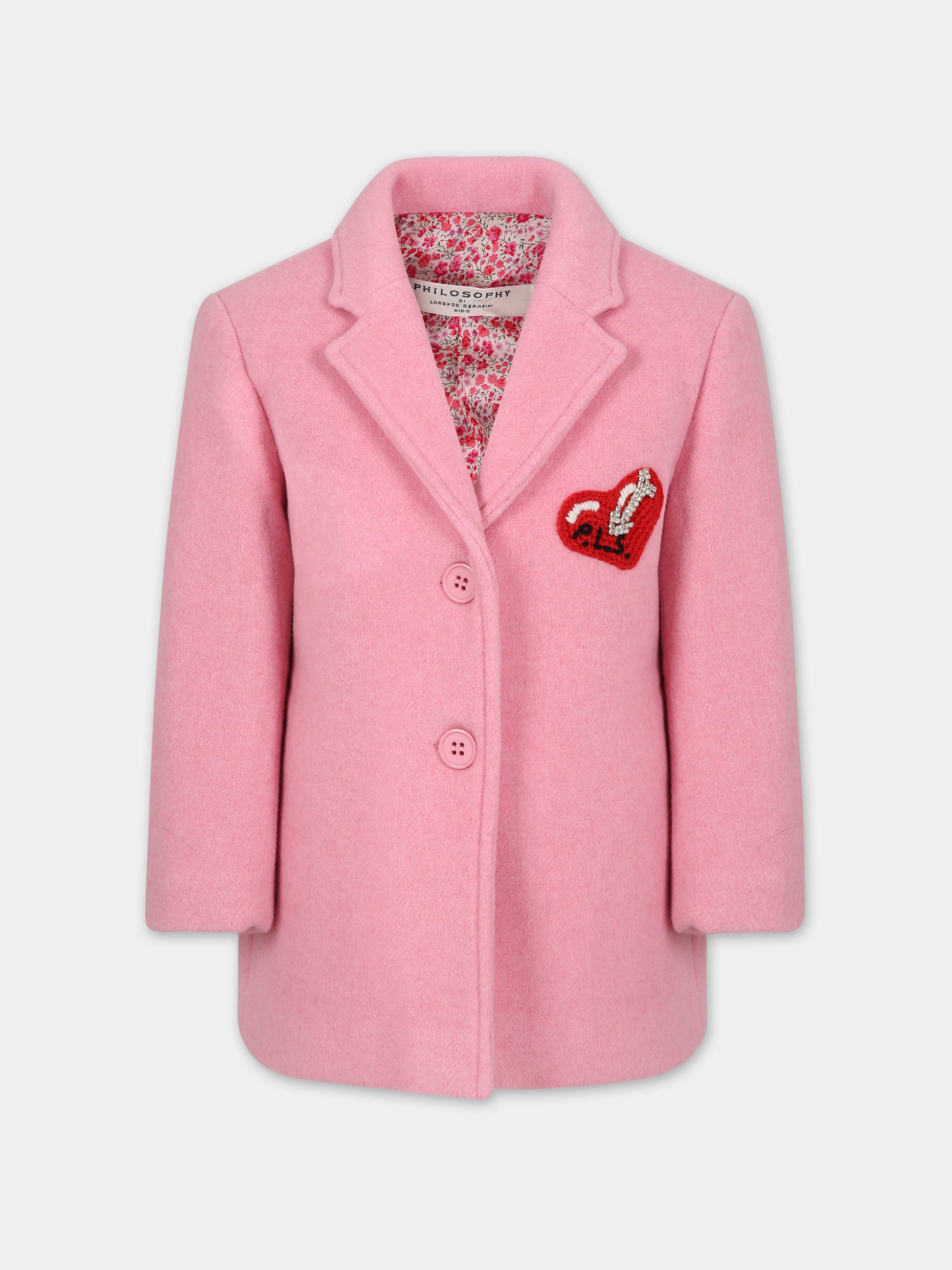 Cappotto rosa per bambina con cuore,Philosophy,PFGB007 0 ML250 C144
