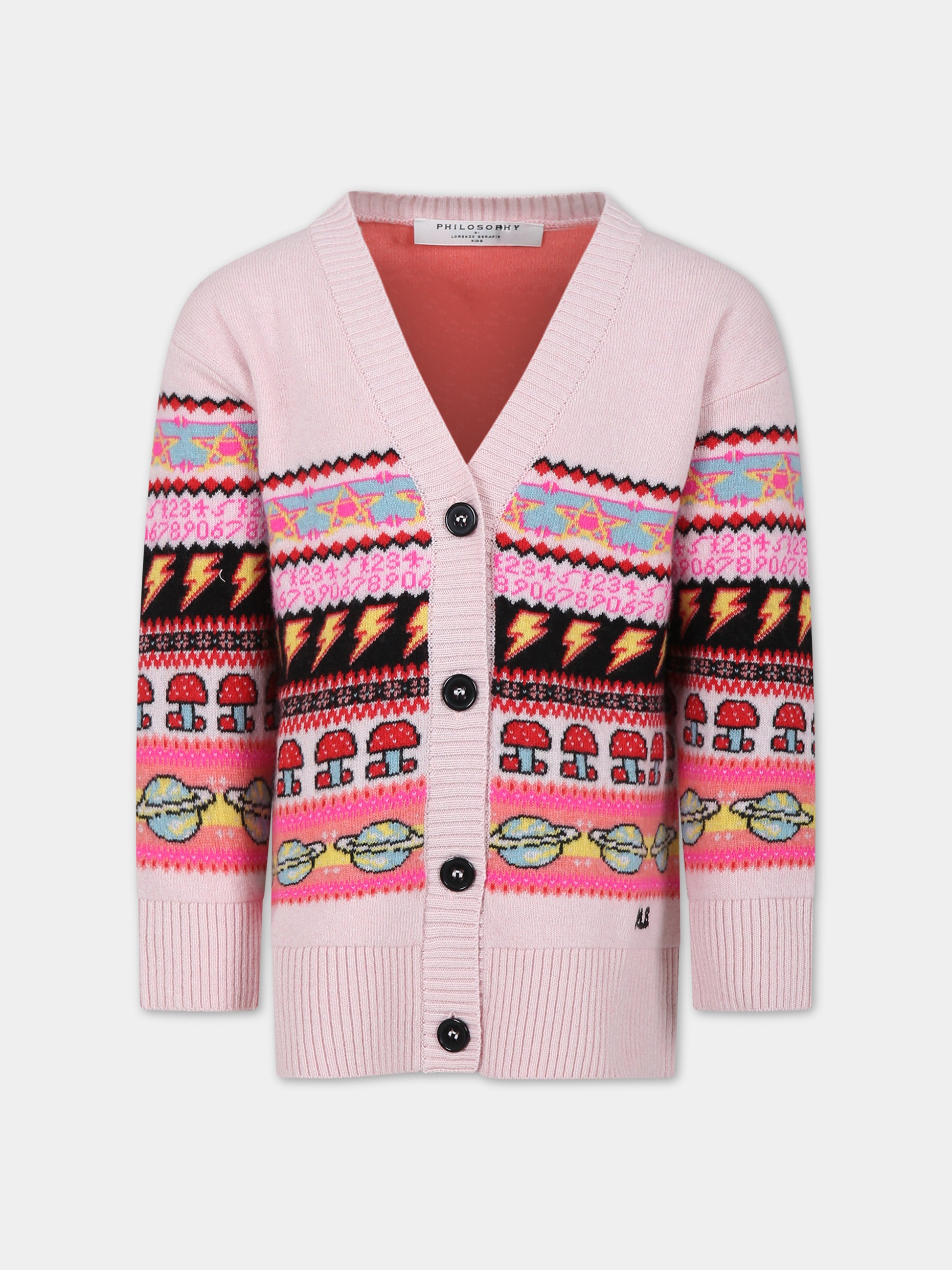 Cardigan multicolor per bambina,Philosophy,PFMA004 C FL007 D230