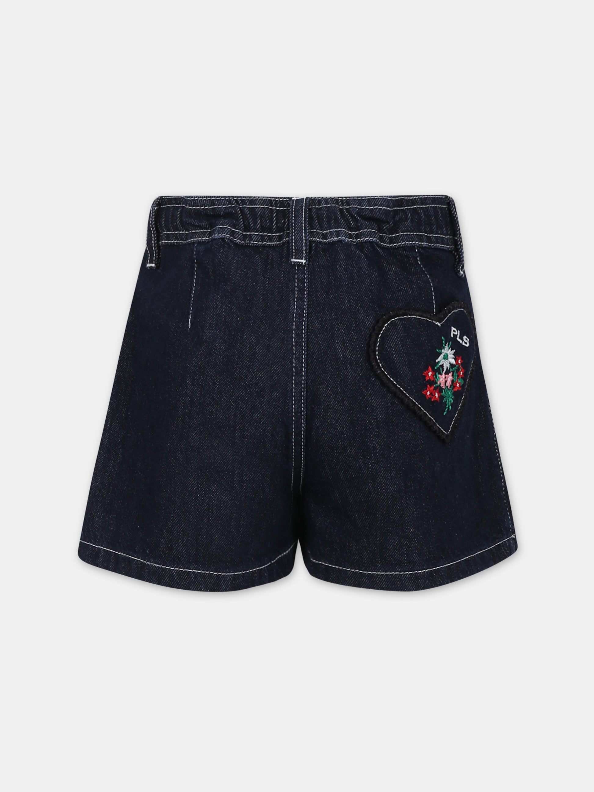 Shorts blu per bambina con fiori,Philosophy,PFBE004 0 DF011 4000