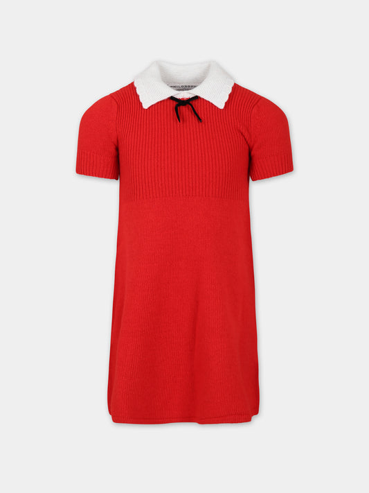 Vestito rosso per bambina con fiocco,Philosophy,PFAB021 C FL007 3000