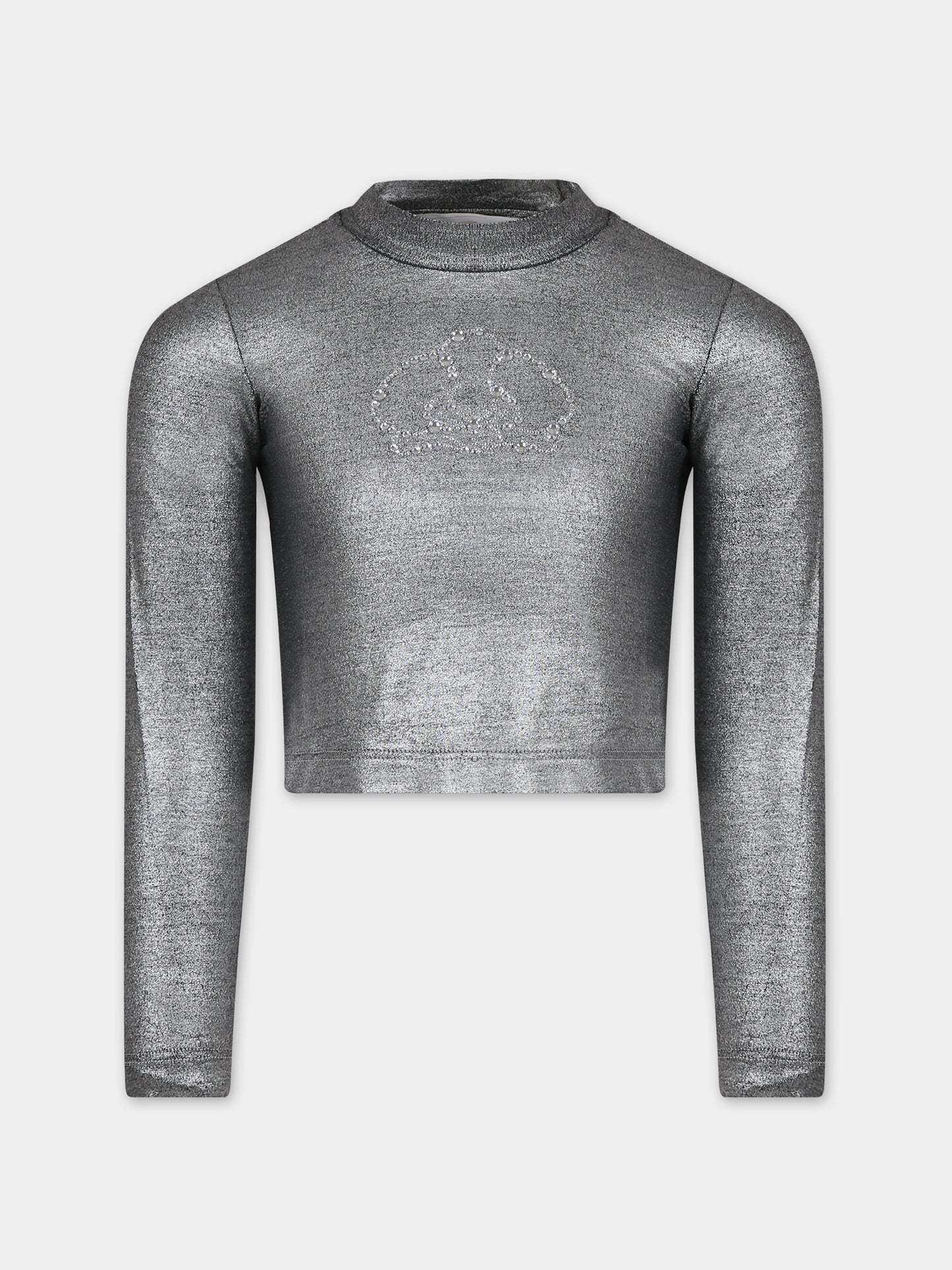 T-shirt argento per bambina con strass,Genny,YFTS001 0 JV038 5099