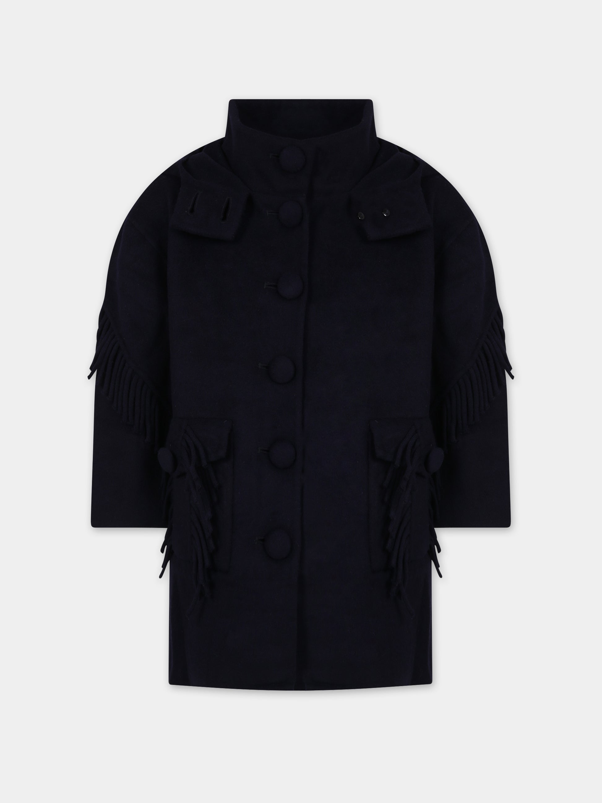 Cappotto blu per bambina con logo,Ermanno Scervino Junior,SFGB009 C ML252 4081