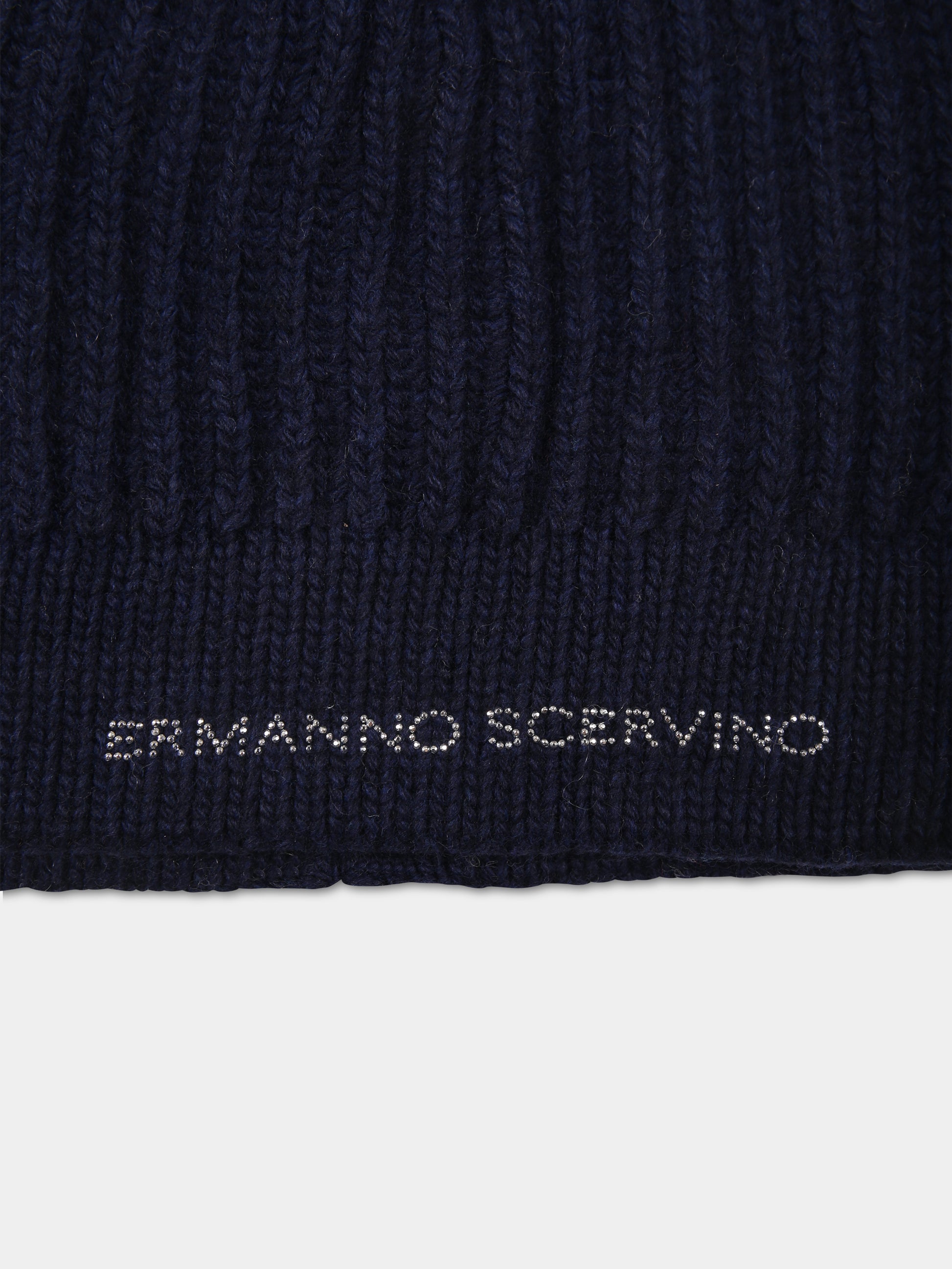Berretto blu per bambina con logo,Ermanno Scervino Junior,SFCP001 C FL194 4081