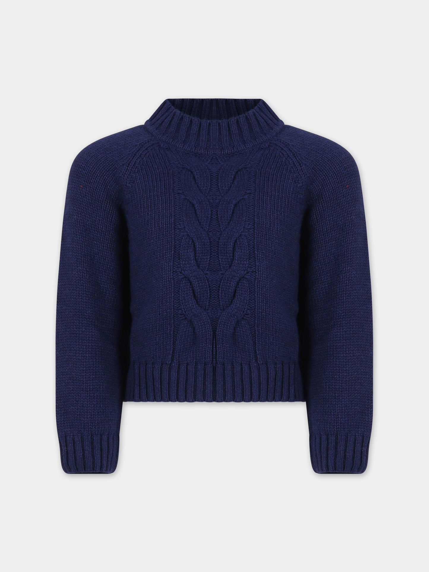 Maglione blu per bambina con logo,Dondup Kids,DFMA002 C FL116 4000