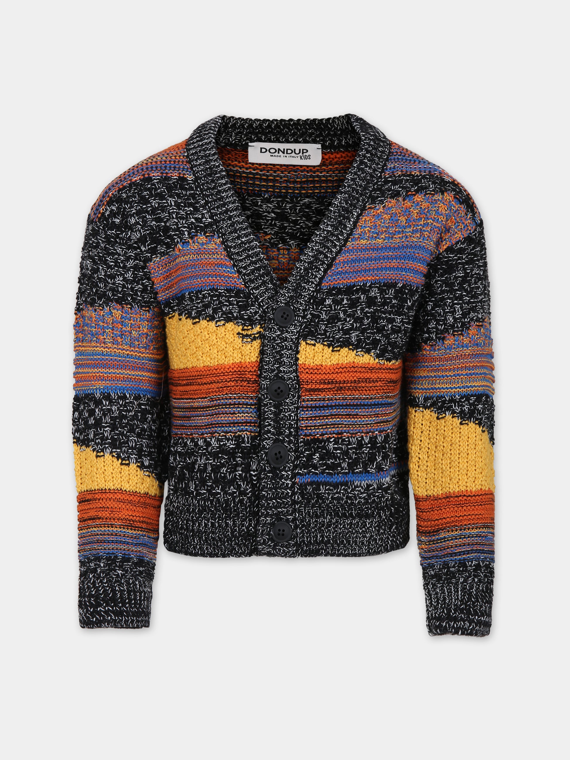 Cardigan nero per bambino con logo,Dondup Kids,DMMA002 C FL018 MULT
