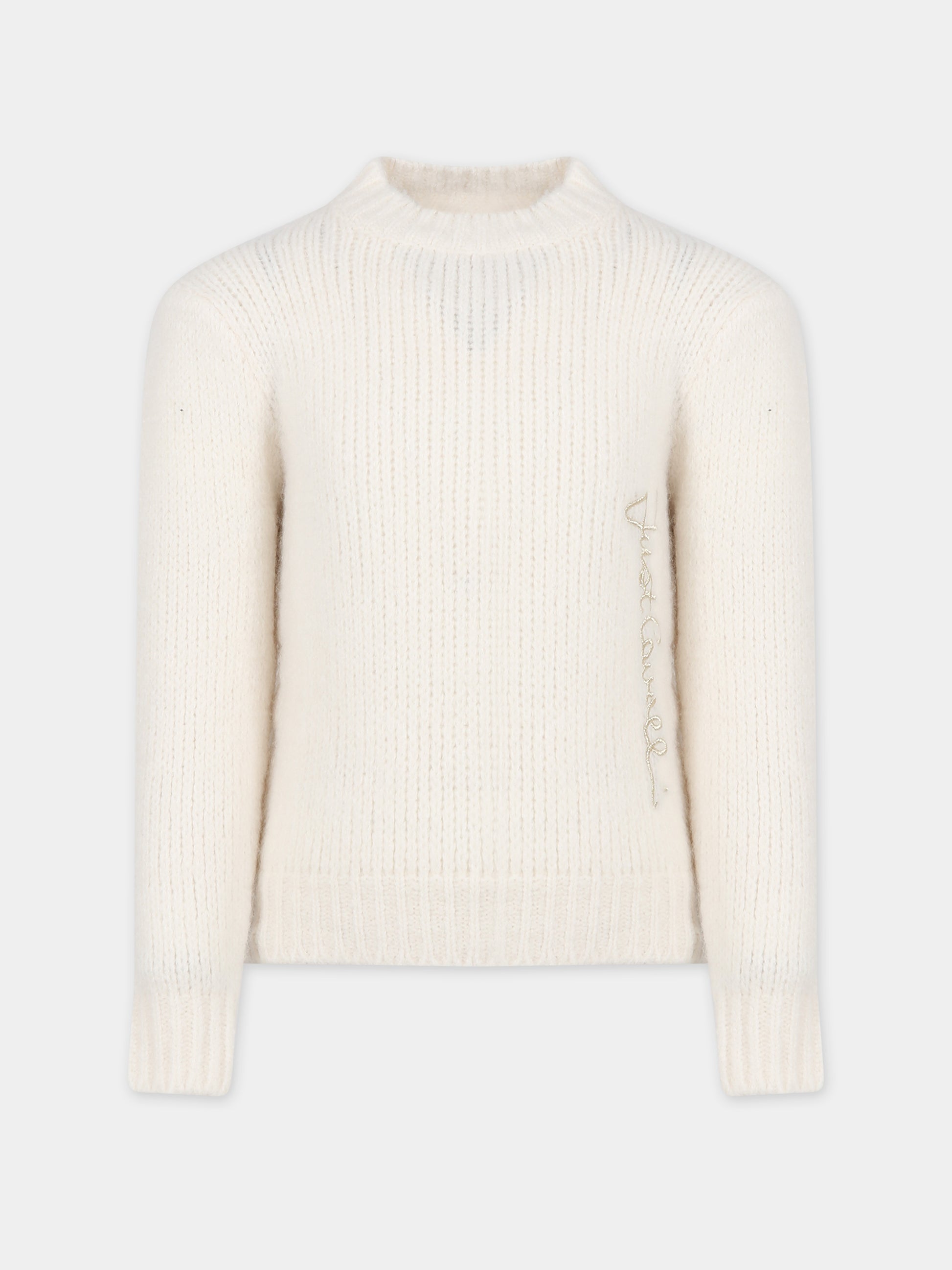 Maglione avorio per bambina con logo,Just Cavalli,JFMA001 C FL193 0000