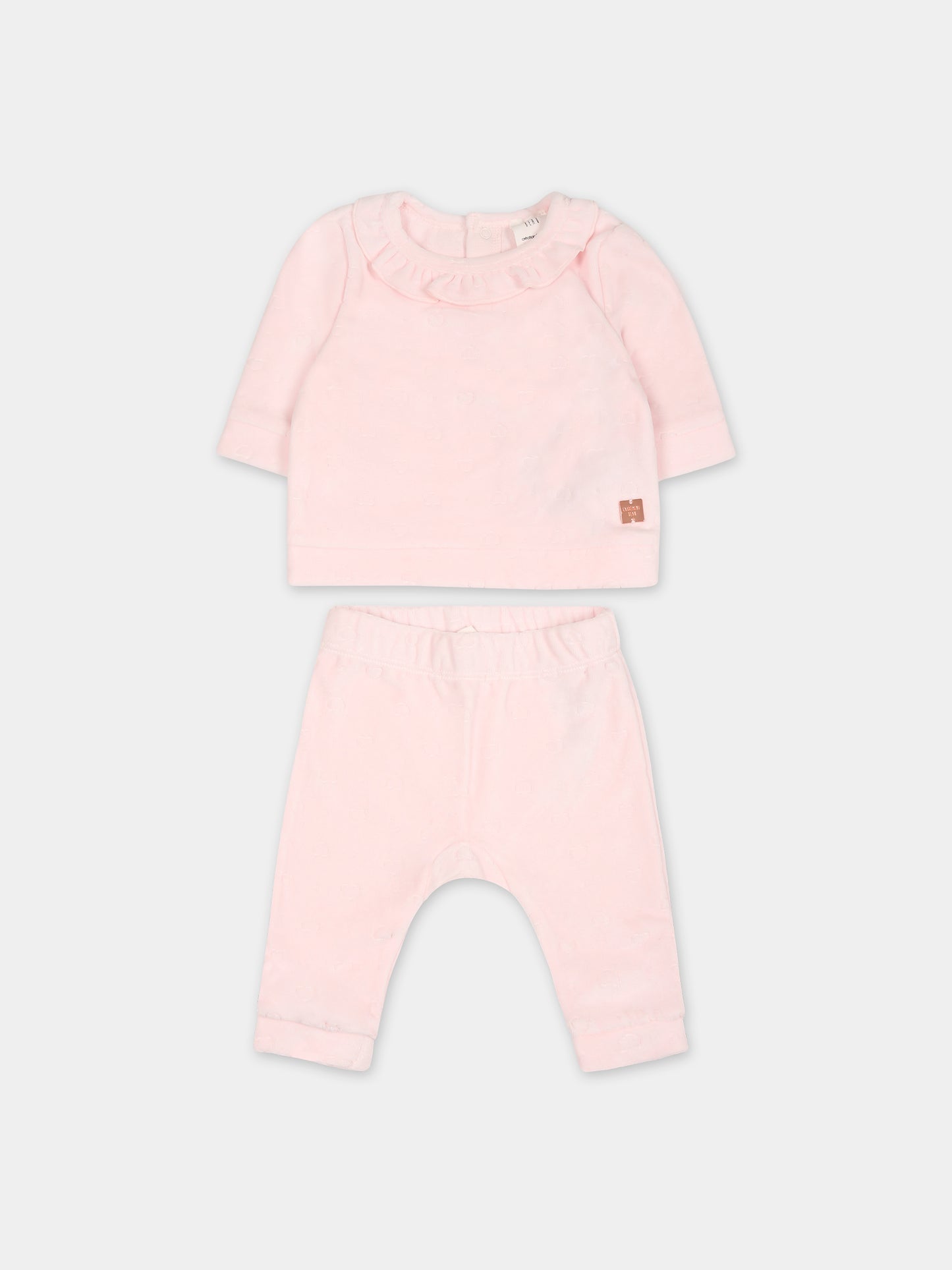 Completo rosa per neonata con cuori,Carrement Beau,Y98228 43B