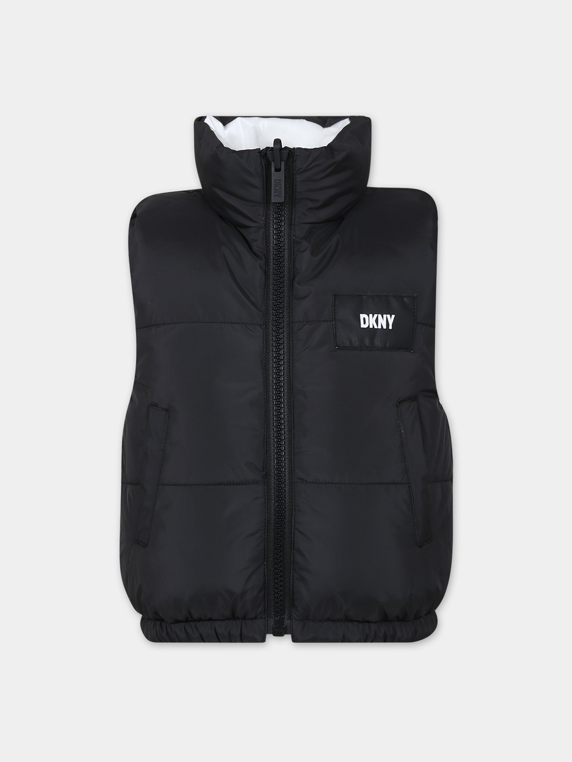 Gilet bianco reversibile per bambina,Dkny,D36689 Z40