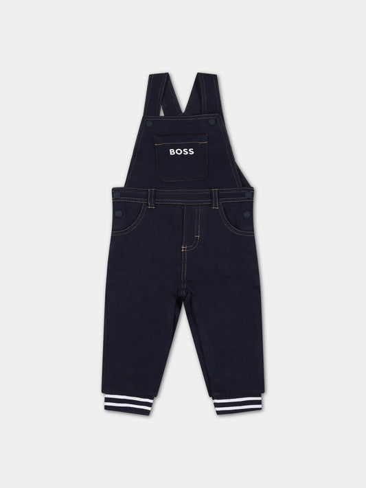 Salopette blu per neonato,Boss,J94351 849
