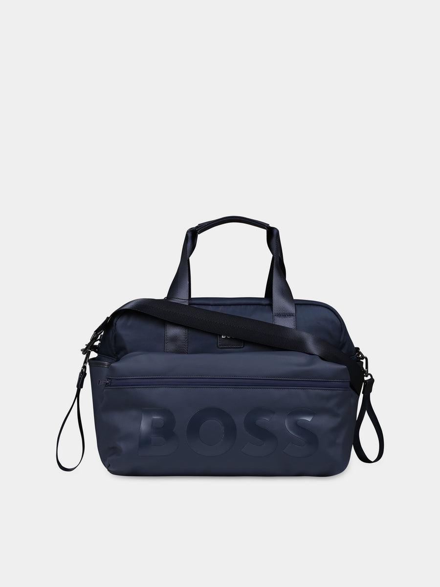 Borsa mamma blu per neonato con logo,Boss,J90335 849