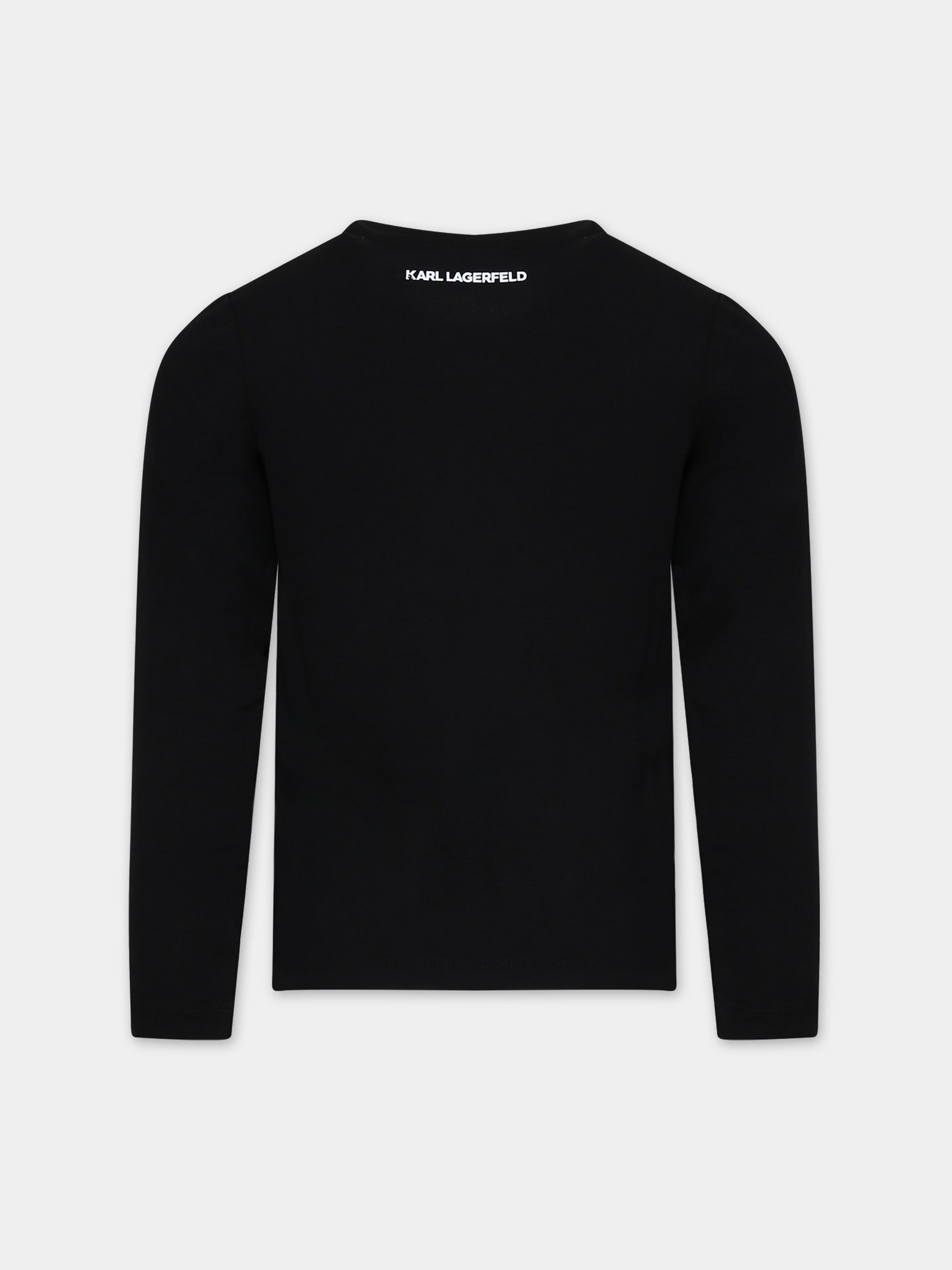 T-shirt nera per bambina,Karl Lagerfeld Kids,Z15442 09B