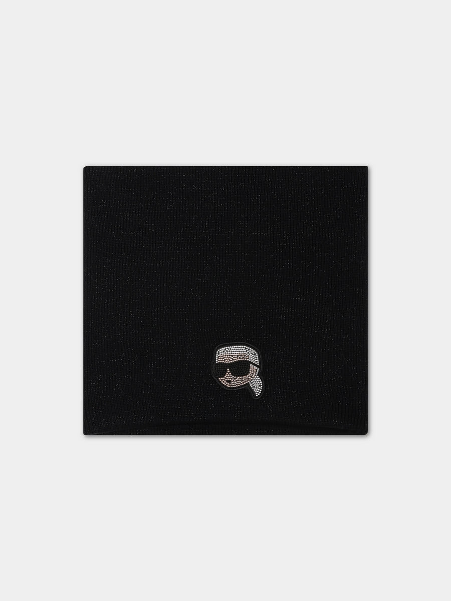 Sciarpa nero per bambina con Karl,Karl Lagerfeld Kids,Z11064 09B