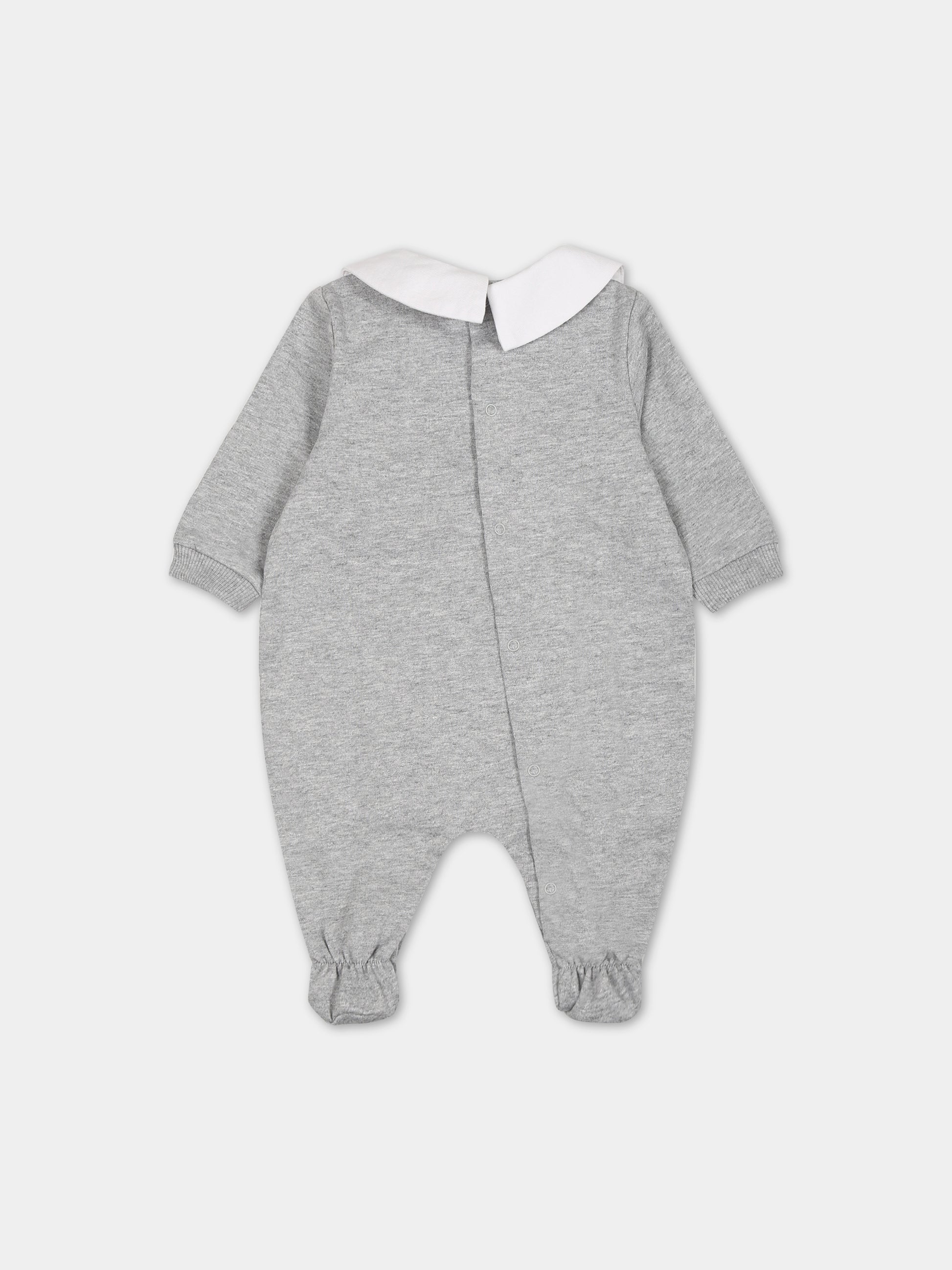 Tutina grigia per neonati con Teddy Bears e logo,Moschino Kids,MWY037 LCA60 60901