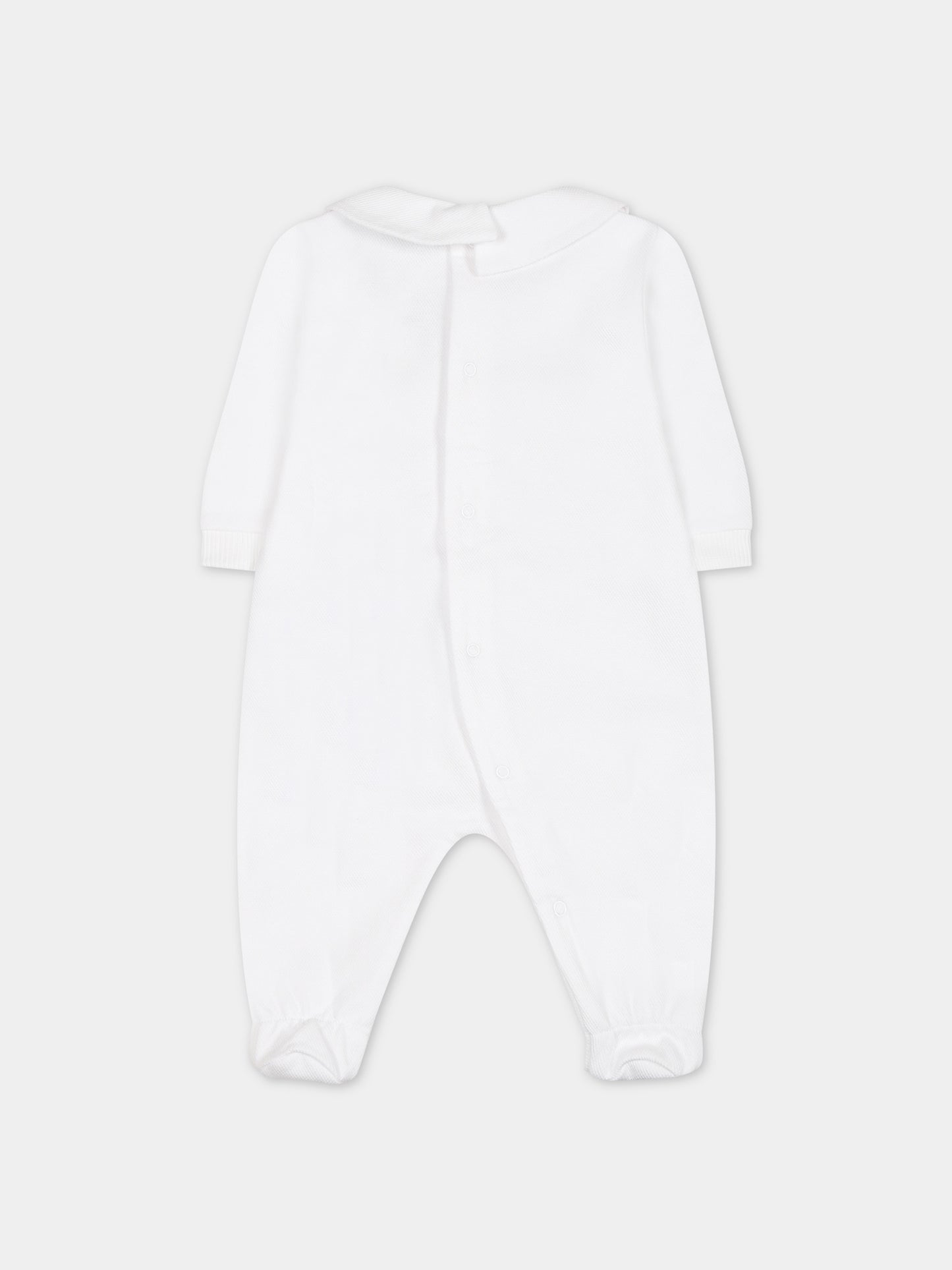 Tutina bianca per neonata con Teddy Bear e logo,Moschino Kids,MVY037 LCA64 10101