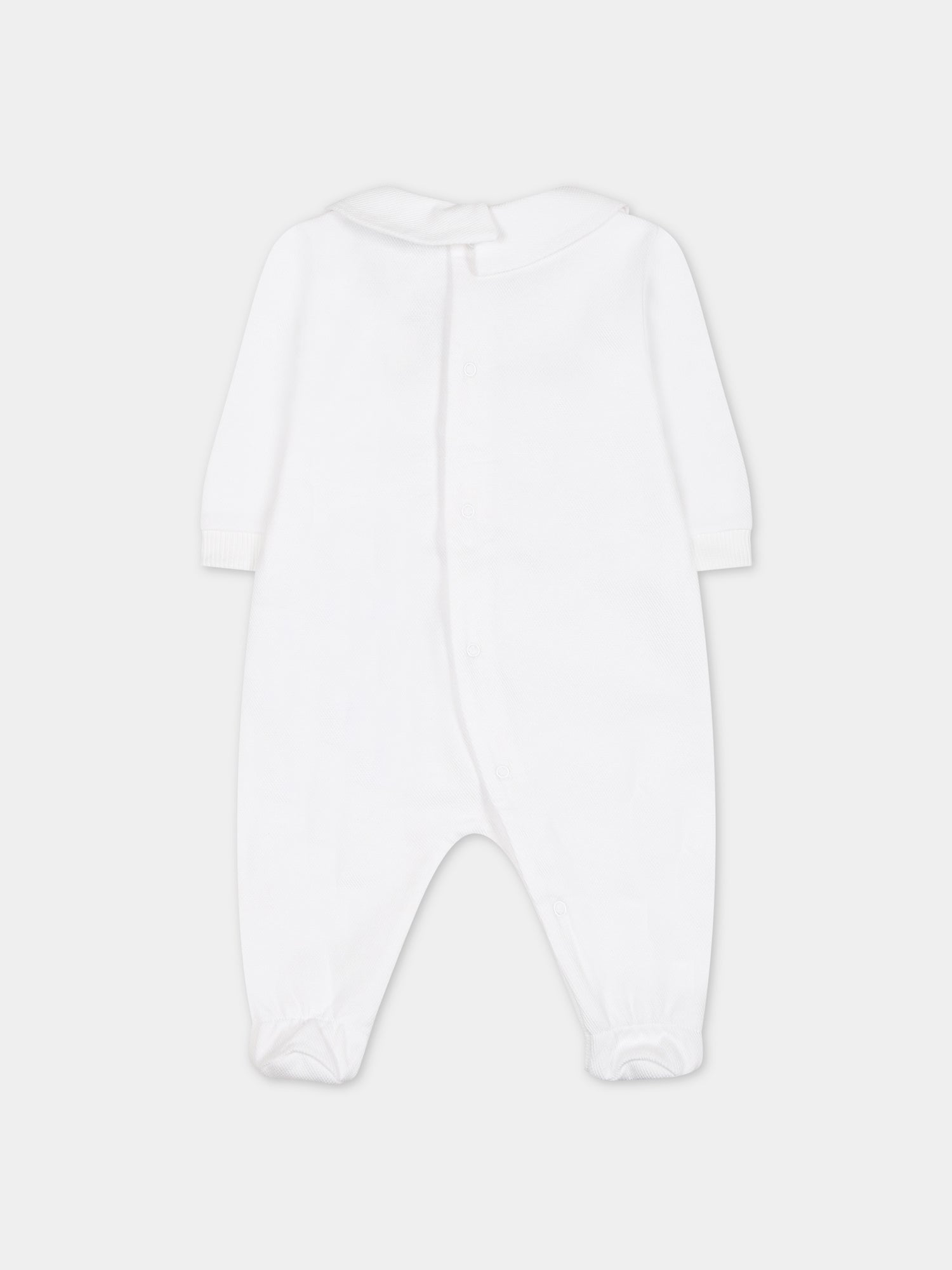 Tutina bianca per neonata con Teddy Bear e logo,Moschino Kids,MVY037 LCA64 10101
