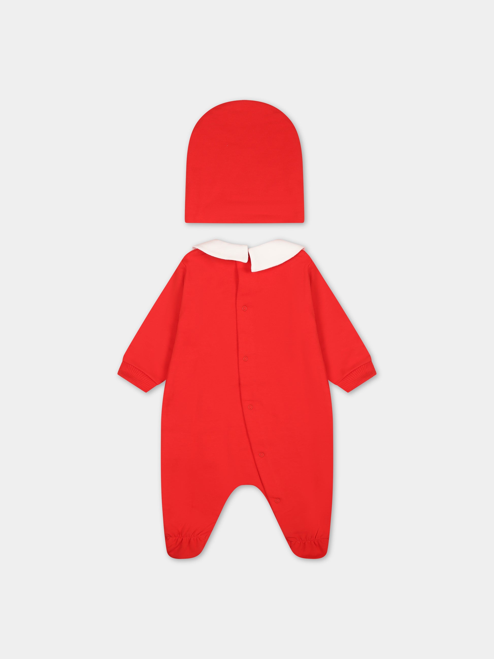 Set rosso per neonati con Teddy bear e logo,Moschino Kids,MOY026 LDA17 50109