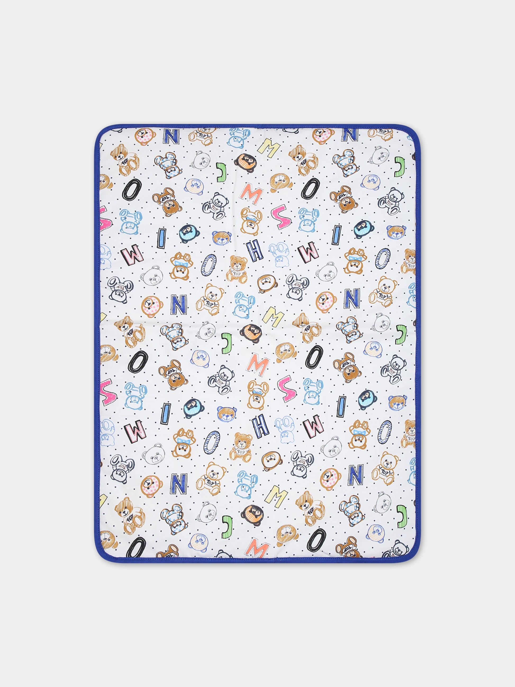 Borsa mamma azzurra per neonato con Teddy Bear e logo,Moschino Kids,MSX03A LCA26 40457