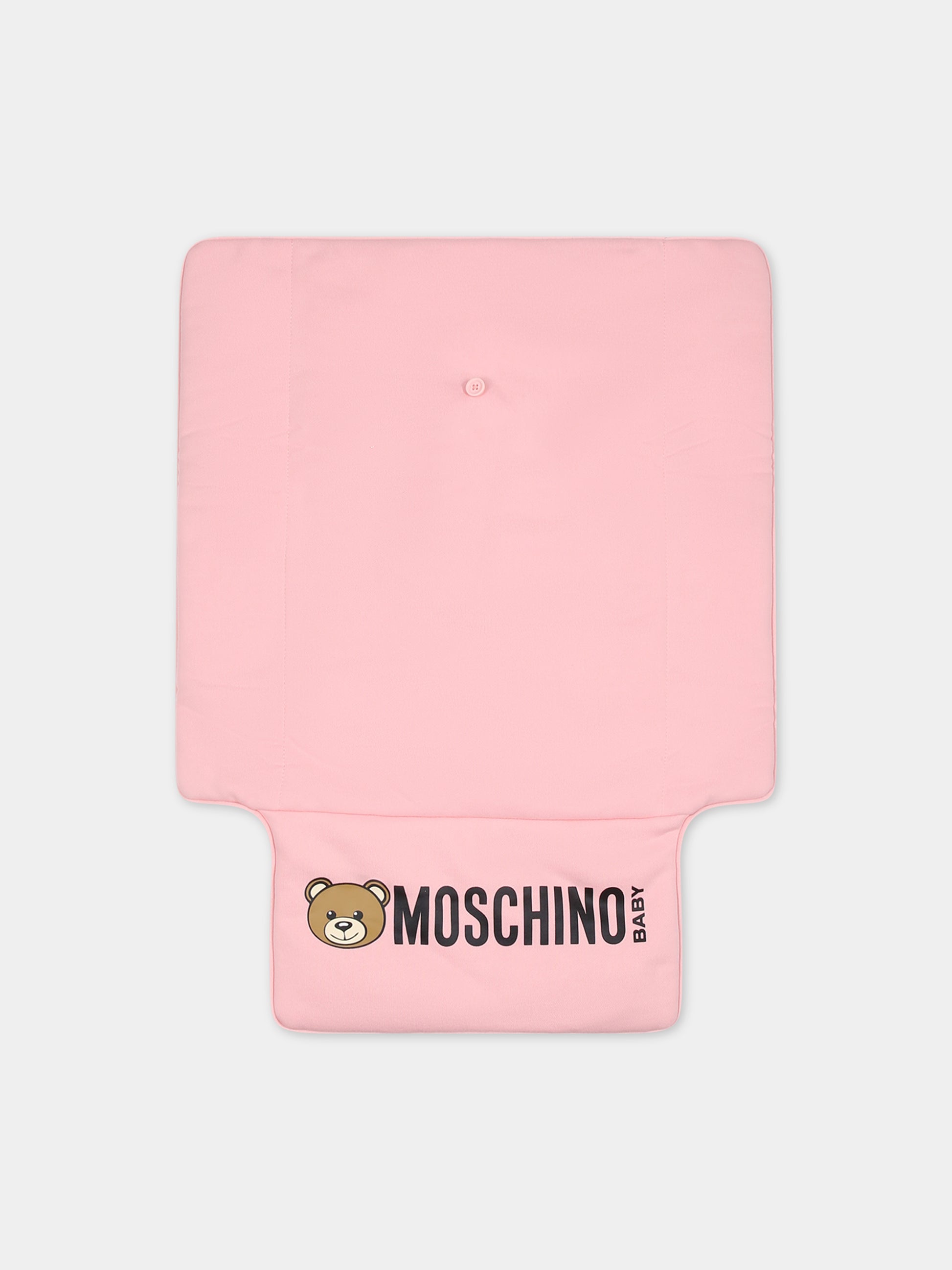 Borsa mamma rosa per neonata con Teddy Bear e logo,Moschino Kids,MNX03P LCA26 50209