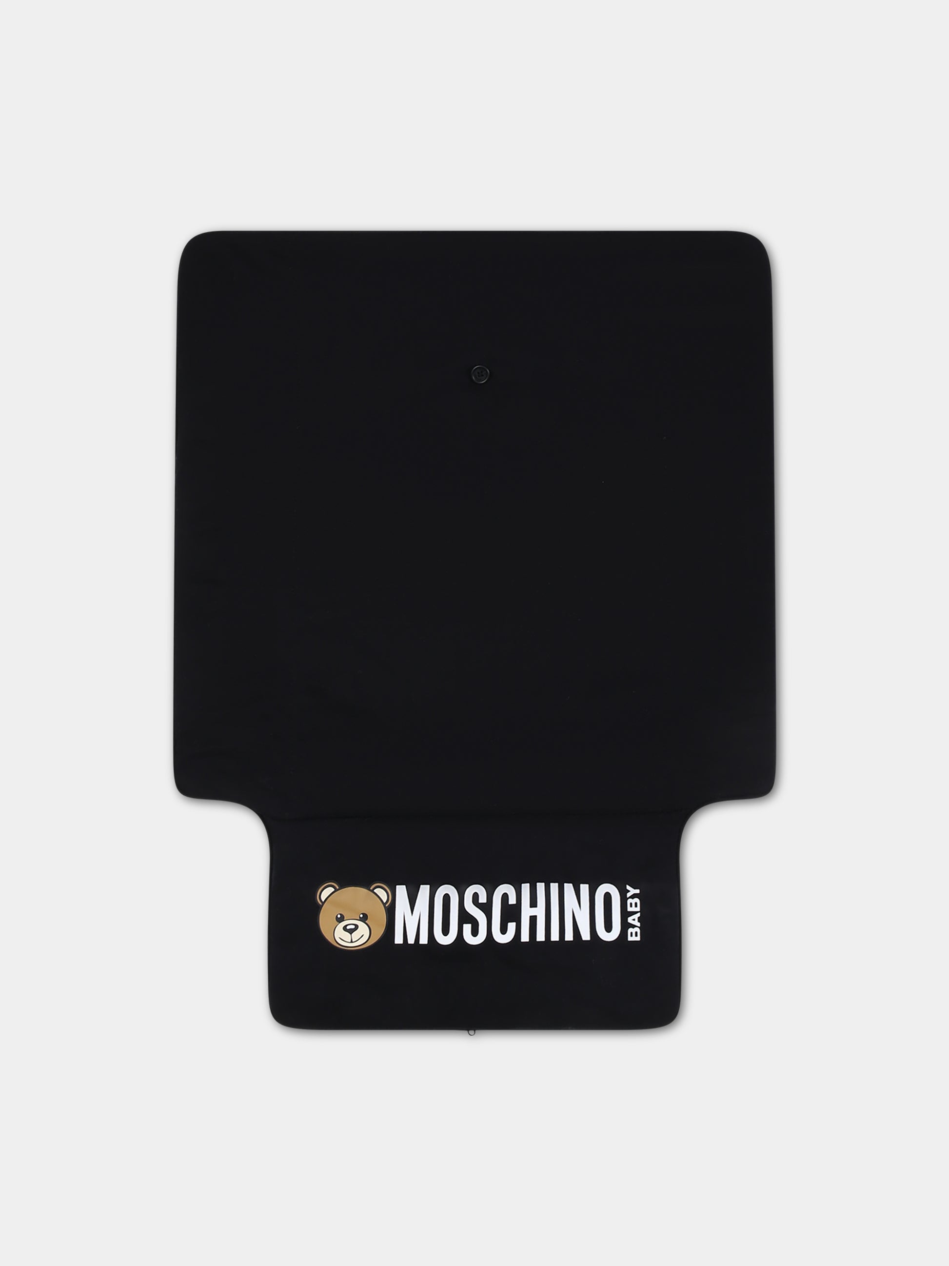 Borsa mamma nera per neonati con Teddy Bear e logo,Moschino Kids,MNX03P LCA26 60100