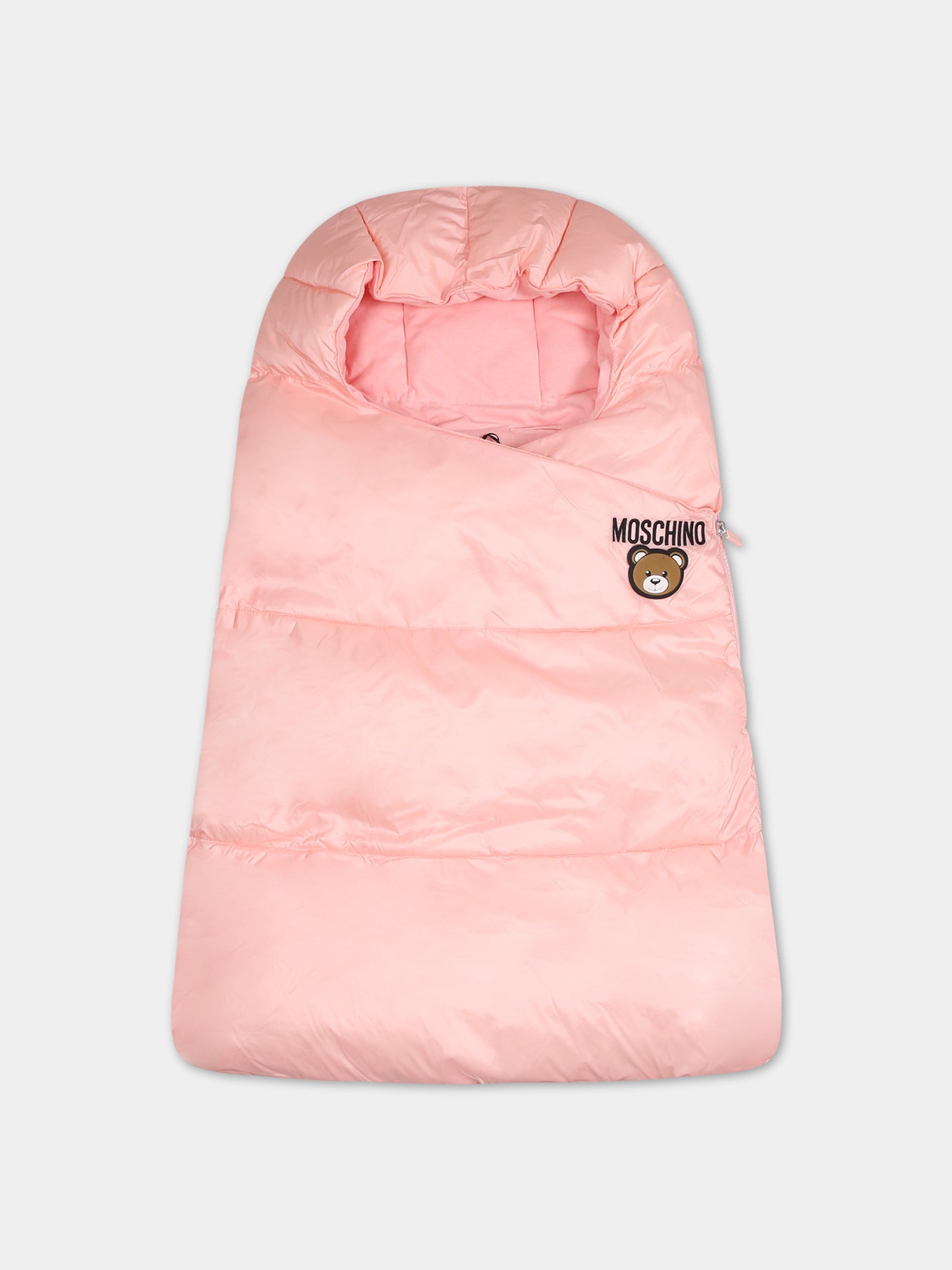 Sacco nanna rosa per neonata con Teddy Bear e logo,Moschino Kids,MUE00M L3A22 50209
