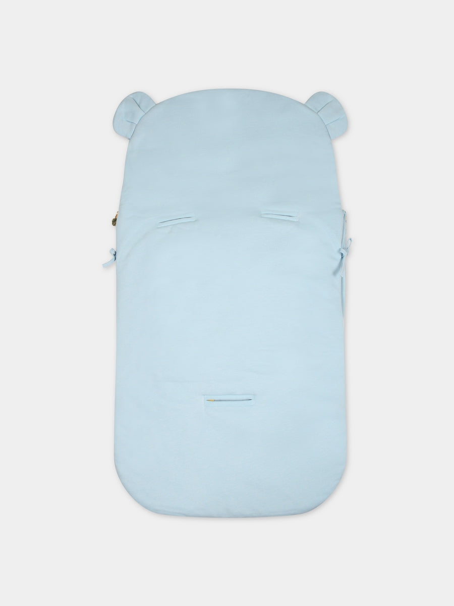 Sacco nanna celeste per neonato con Teddy Bear e logo,Moschino Kids,MUE00L LCA40 4304