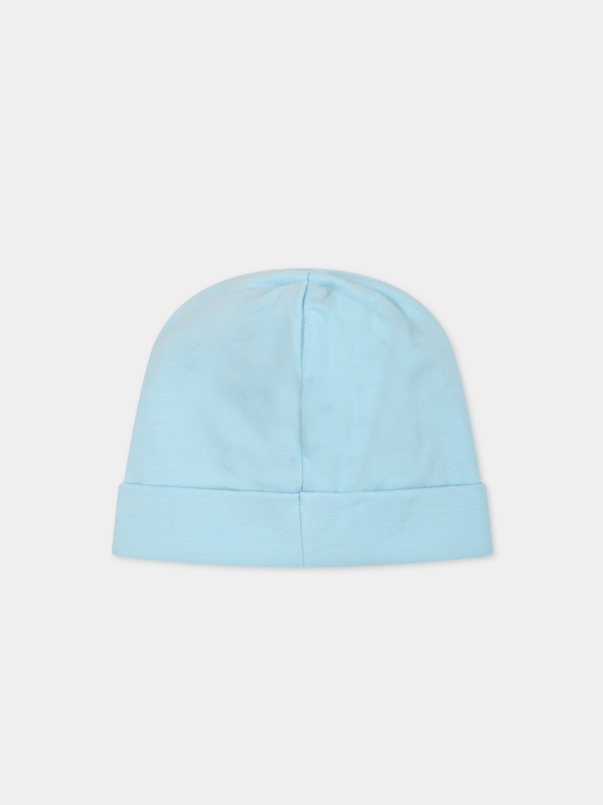 Cappello celeste per neonato con Teddy Bear e logo,Moschino Kids,MUX04H LDA17 40304