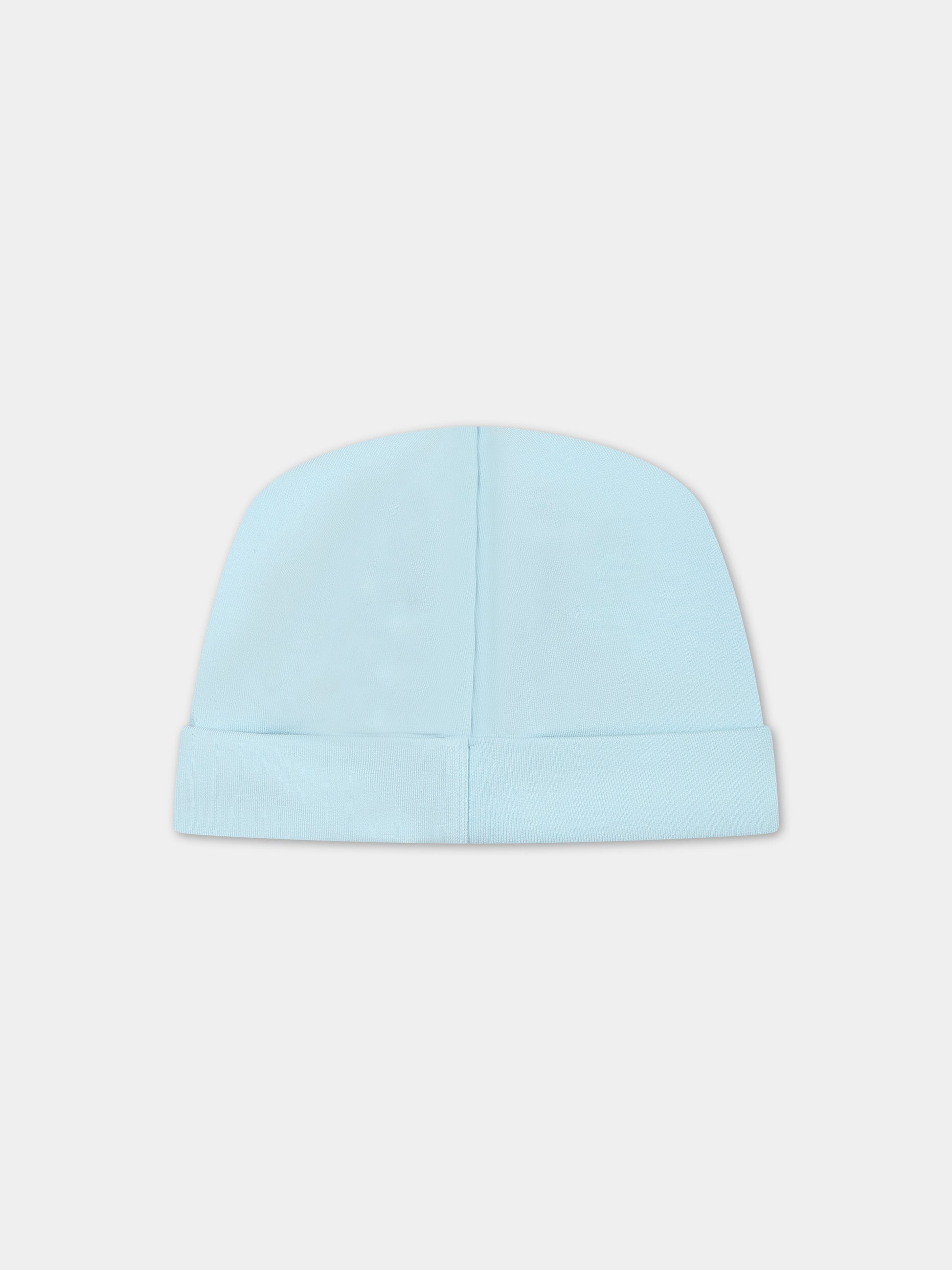 Cappello celeste per neonato con Teddy Bears e logo,Moschino Kids,MZX031 LDA16 40304