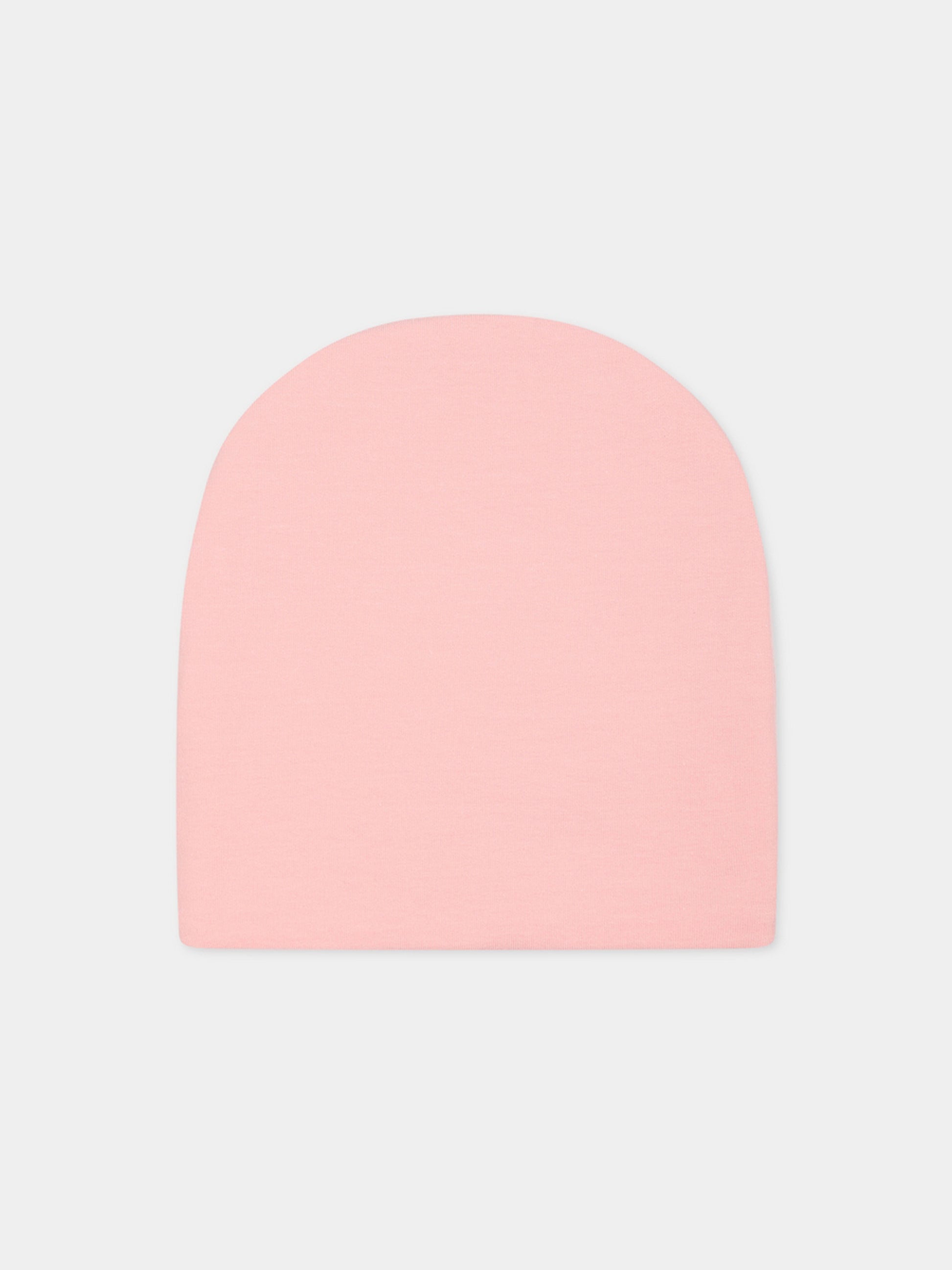 Berretto rosa per neonata con Teddy Bear e logo,Moschino Kids,MOX03N LDA17 50209