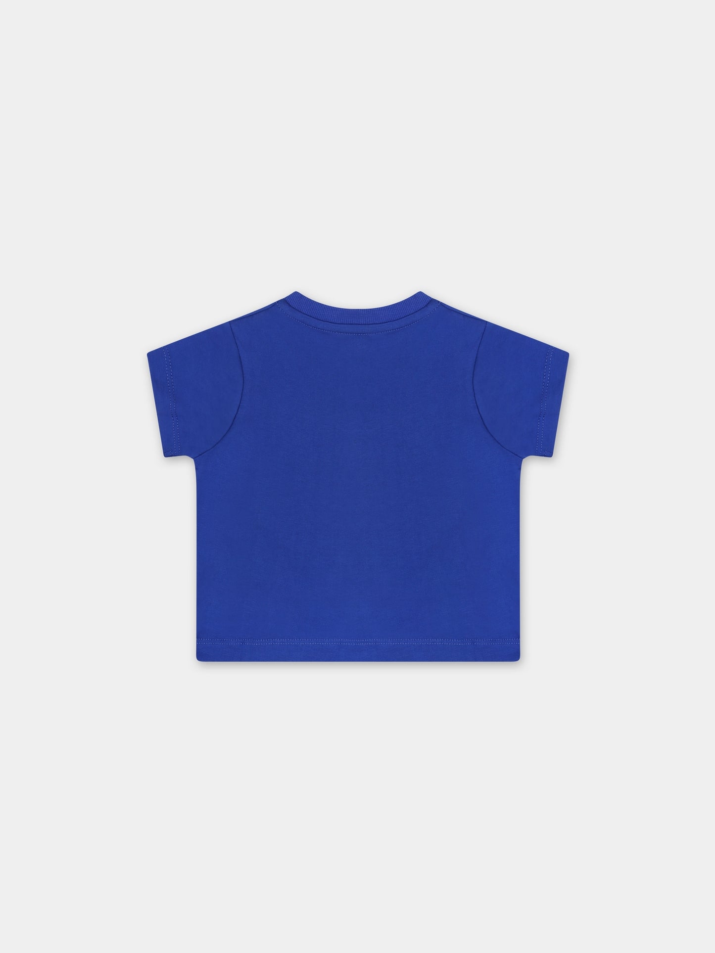 T-shirt azzurra per neonato con Teddy Bears e logo,Moschino Kids,MUM03N LAA10 40457