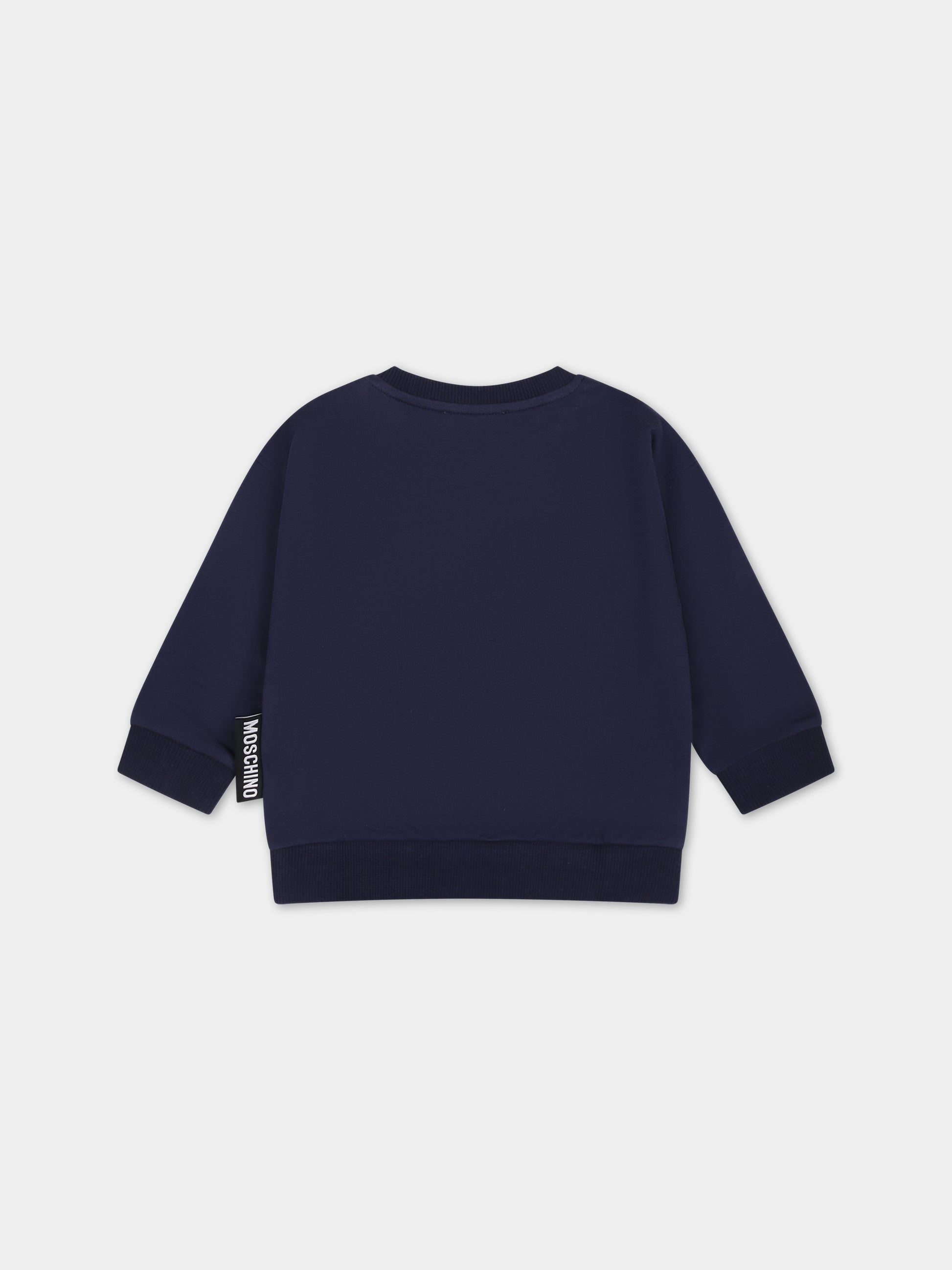 Felpa blu per neonati con Teddy Bear,Moschino Kids,MTF03Q LCA60 40016