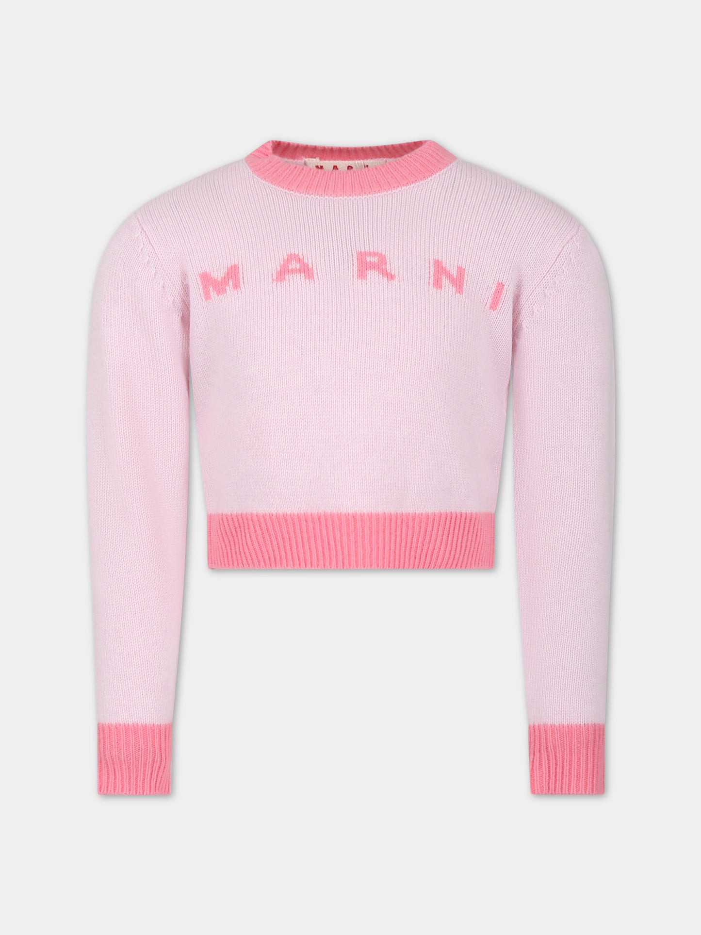 Maglione rosa per bambina con logo,Marni Kids,M00993 0M339