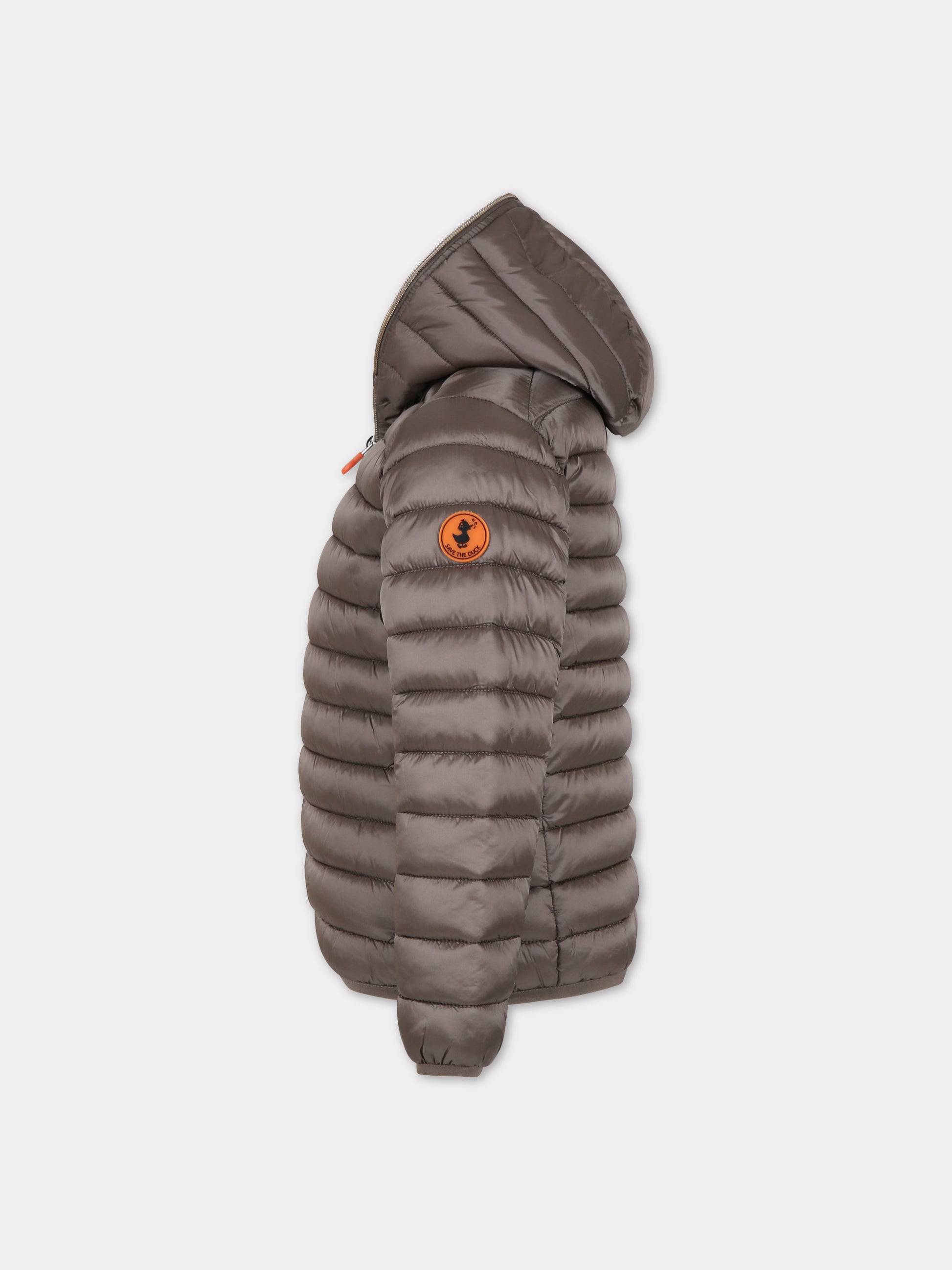 Piumino grigio per bambina con logo,Save The Duck Kids,J32310G IRIS17 40023