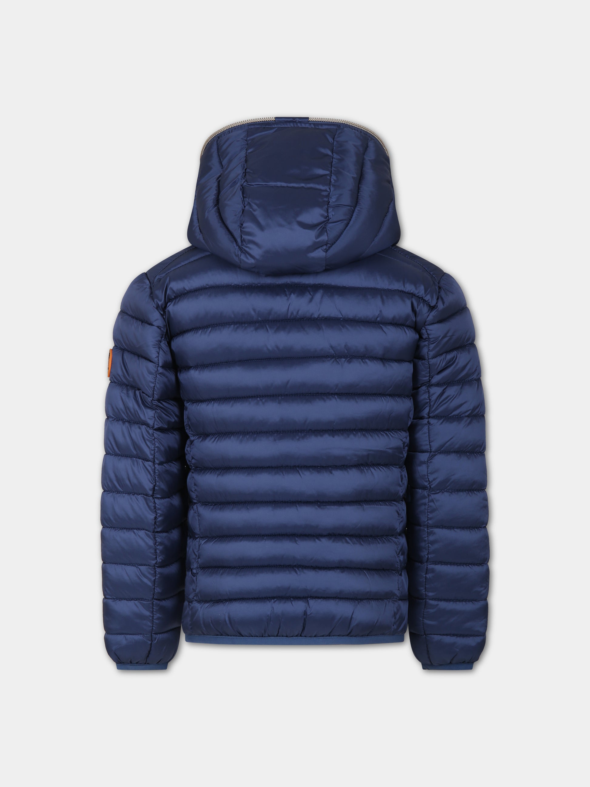 Piumino blu per bambina con logo,Save The Duck Kids,J32310G IRIS17 90000