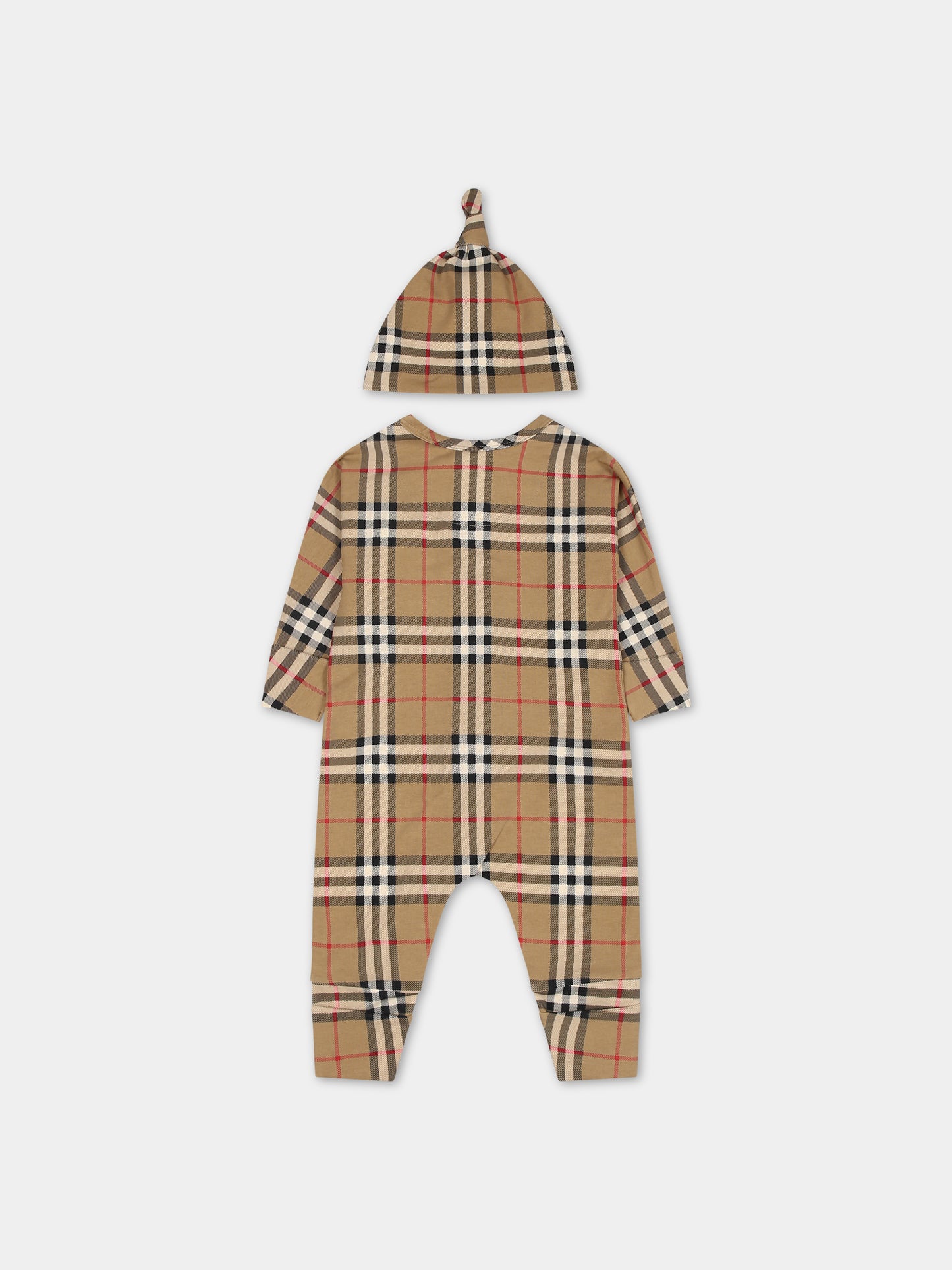 Set beige per neonati con l'iconico check vintage,Burberry Kids,8070270