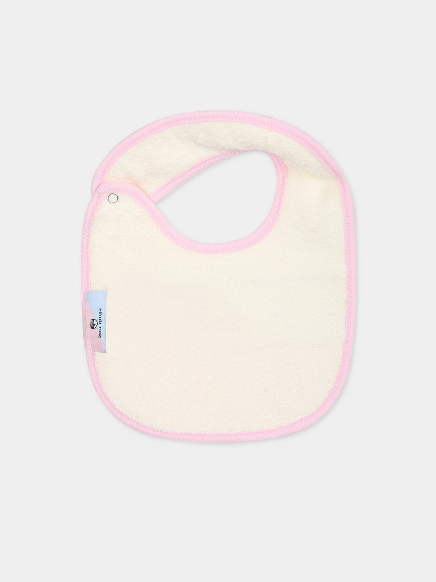 Bavaglino rosa per neonata con eyestar,Chiara Ferragni Collection,55B000 2004 190F