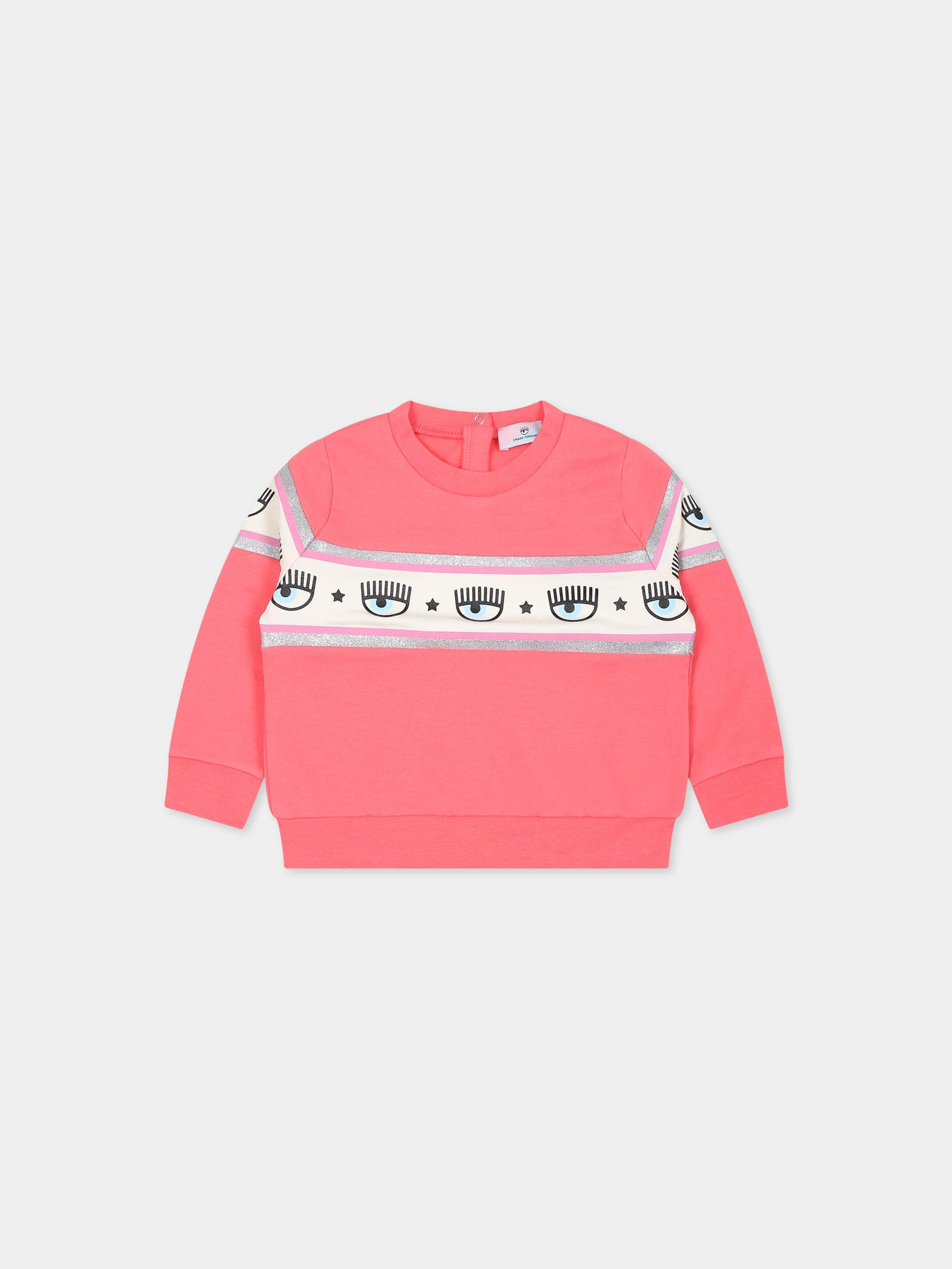 Felpa rosa per neonata con eyes flirting,Chiara Ferragni Collection,53B601 2010 088F