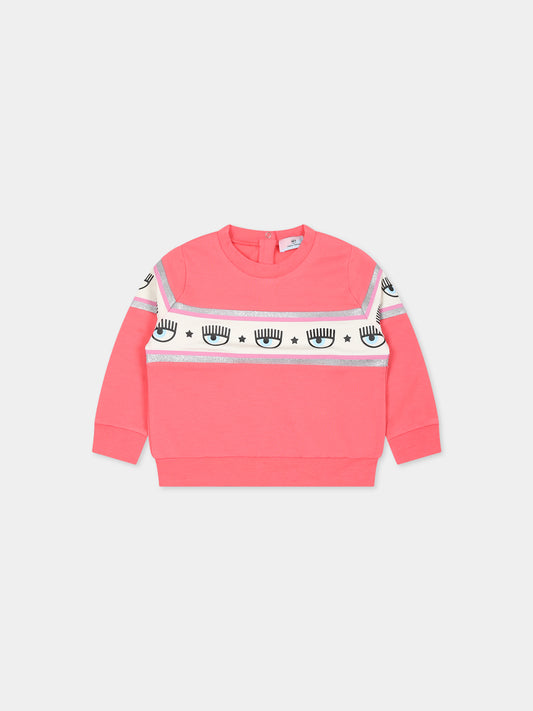 Felpa rosa per neonata con eyes flirting,Chiara Ferragni Collection,53B601 2010 088F