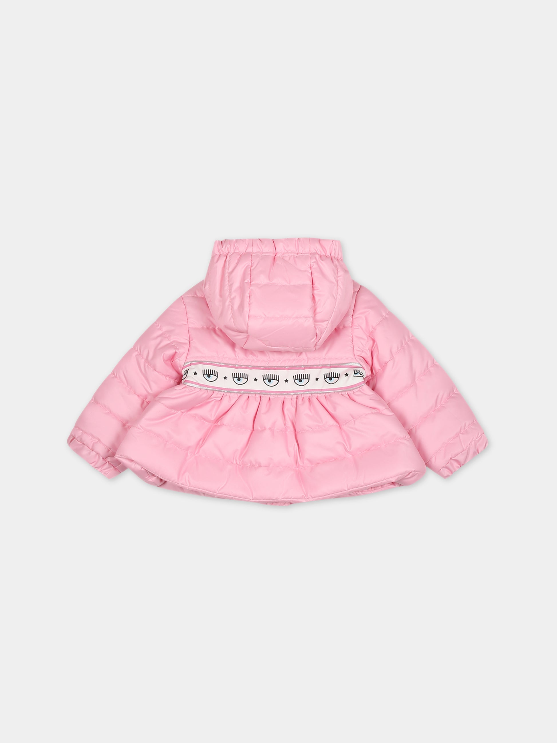 Piumino rosa per neonata con eyestar,Chiara Ferragni Collection,53B100 2410 067F