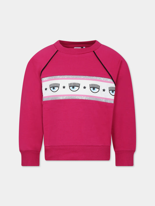 Felpa fucsia per bambina con eyes flirting,Chiara Ferragni Collection,59B605 2010 098F