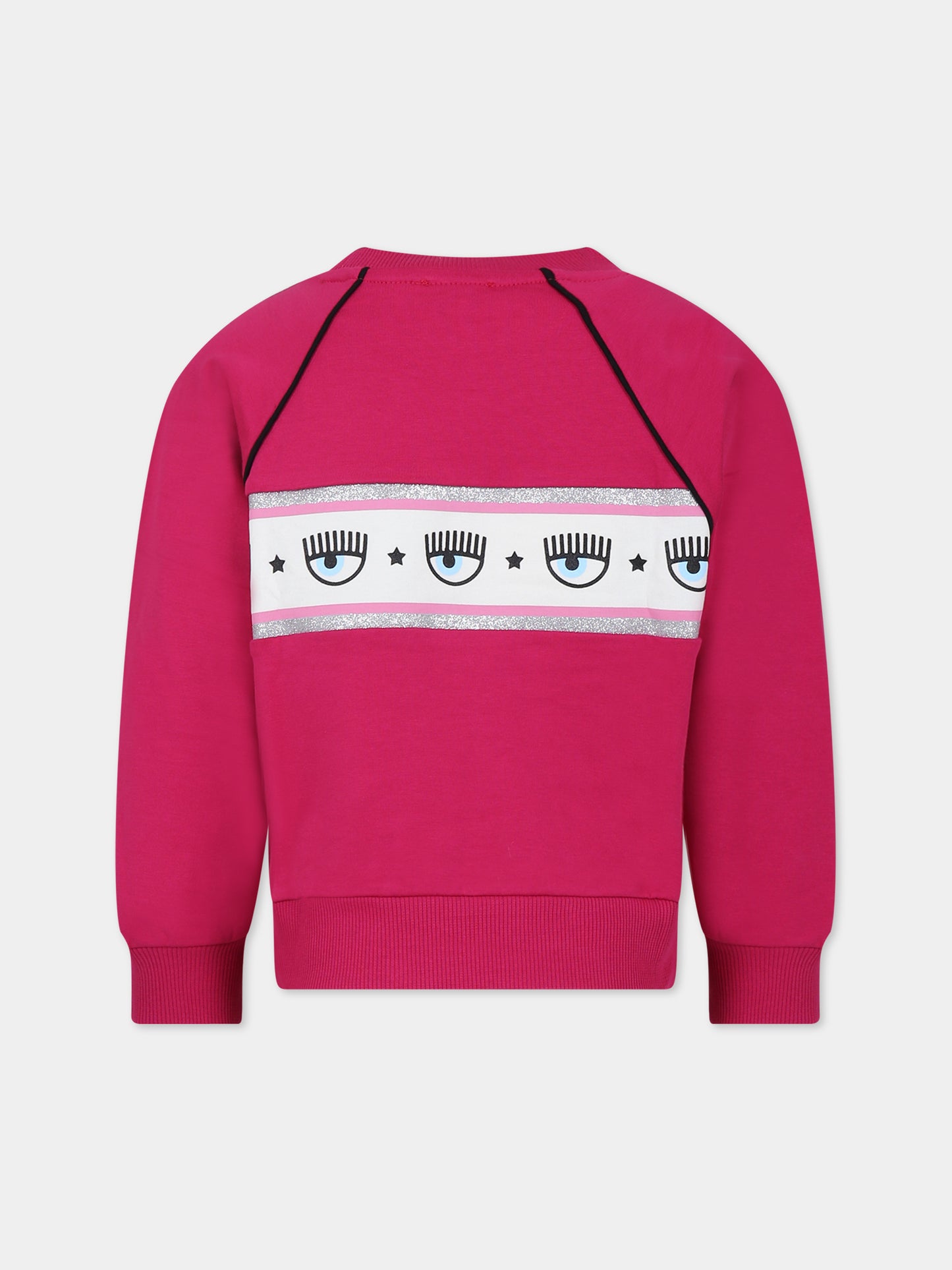 Felpa fucsia per bambina con eyes flirting,Chiara Ferragni Collection,59B605 2010 098F