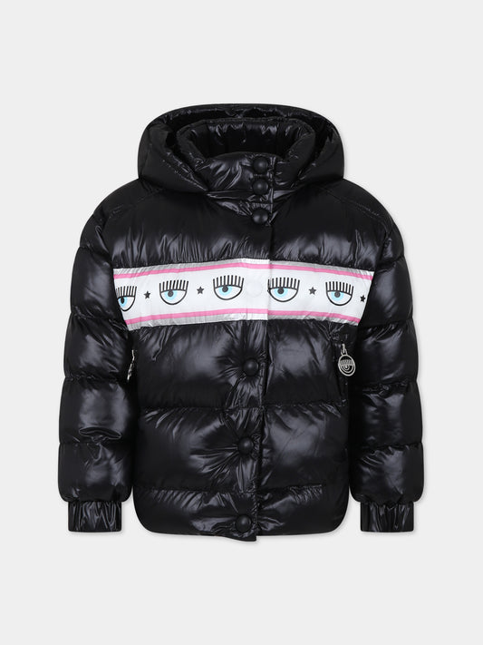 Piumino nero per bambina con eyes flirting,Chiara Ferragni Collection,51B100 2420 0050