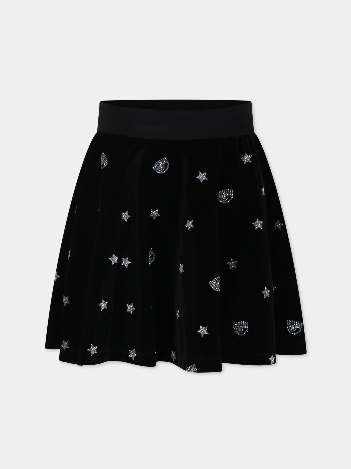 Gonna nera per bambina con eyestar,Chiara Ferragni Collection,51B703 2905 5075